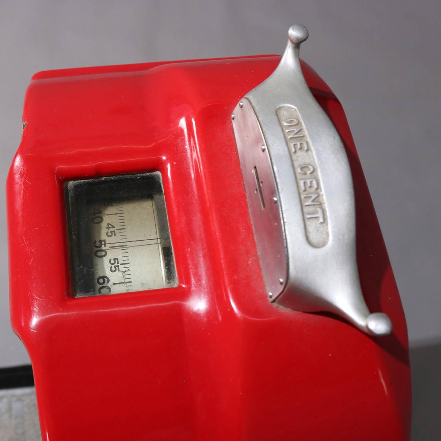 Coin operated step scale by American Manufacturing Company, Washington D.C. features 