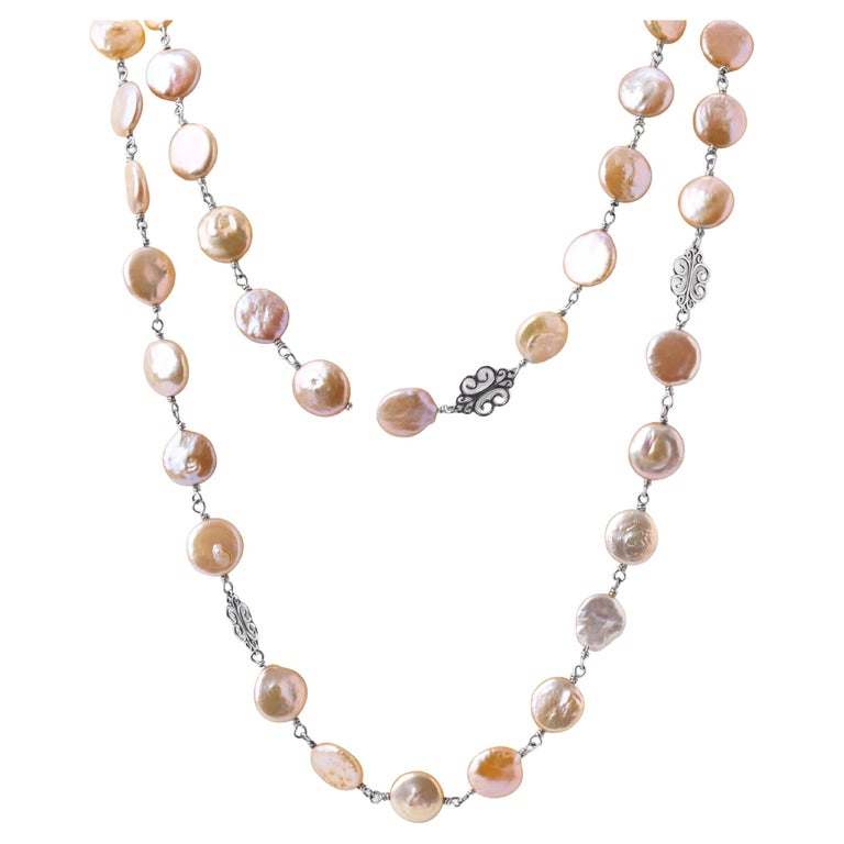 Coin Pearl Necklace For Sale at 1stDibs