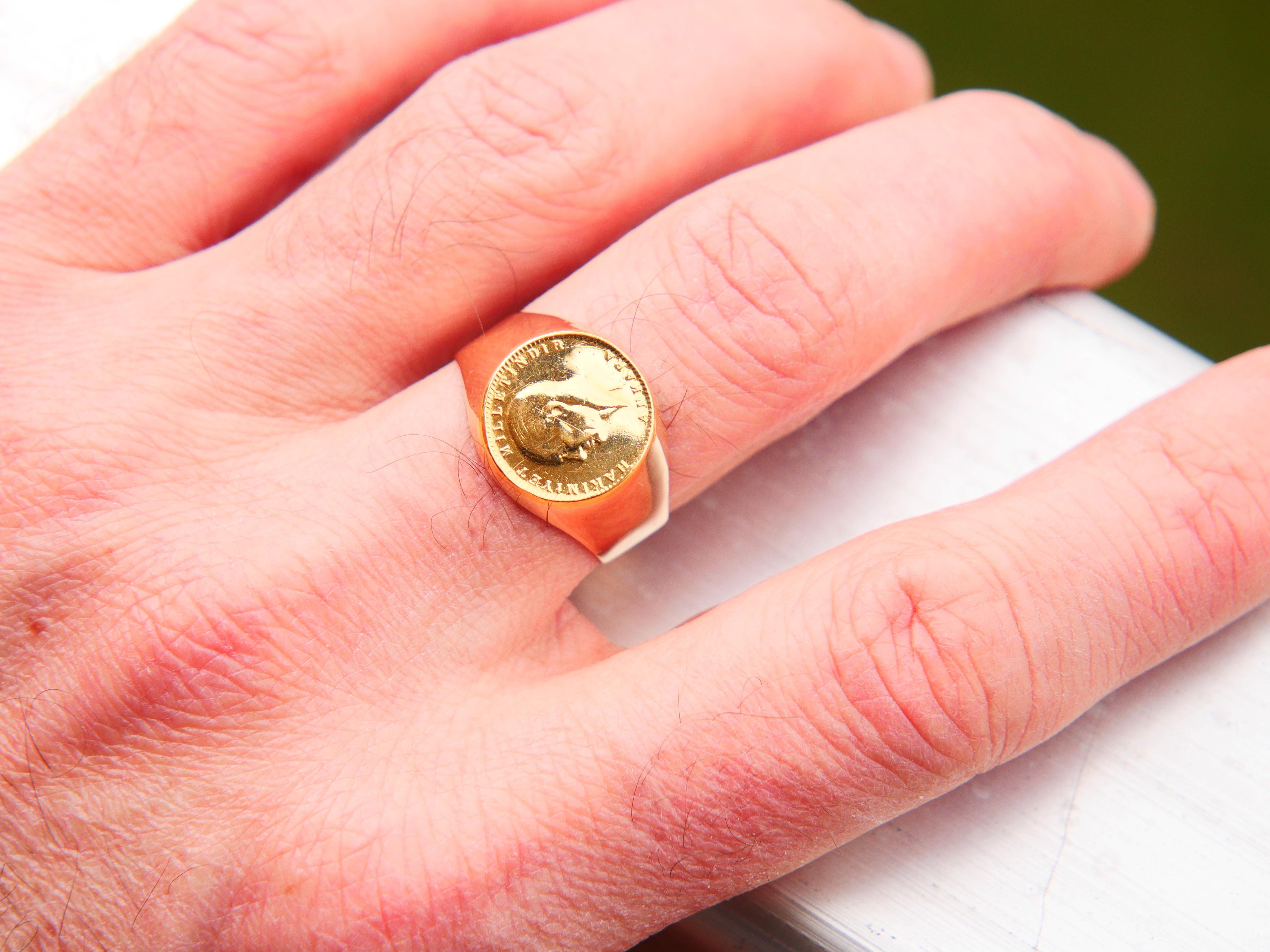 Coin Ring Men's Unisex solid 22k 25 Turkish Kurush & 14k Rose Gold ØUS10 / 6.7gr For Sale 1
