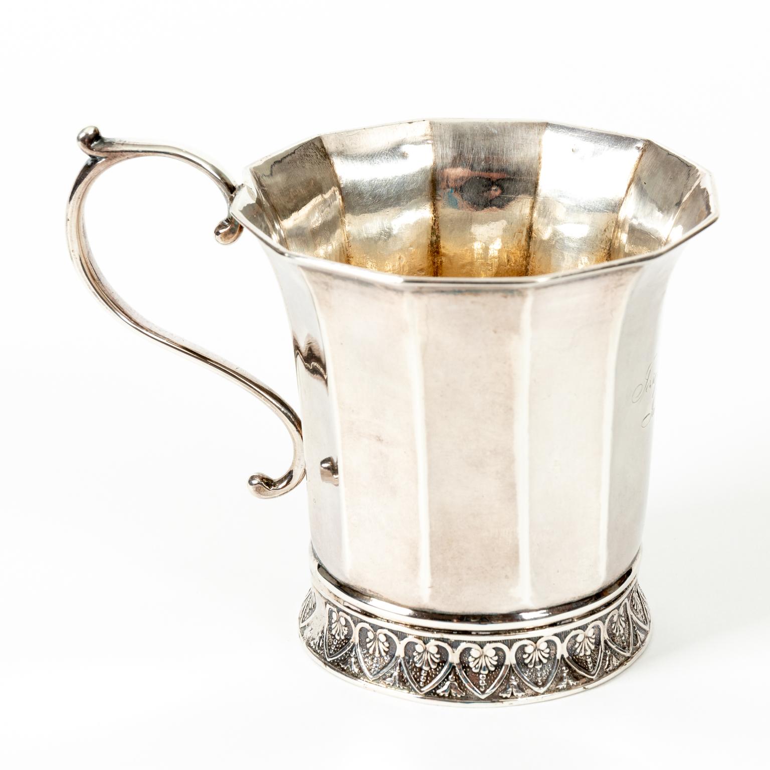 19th Century Coin Silver Mug For Sale