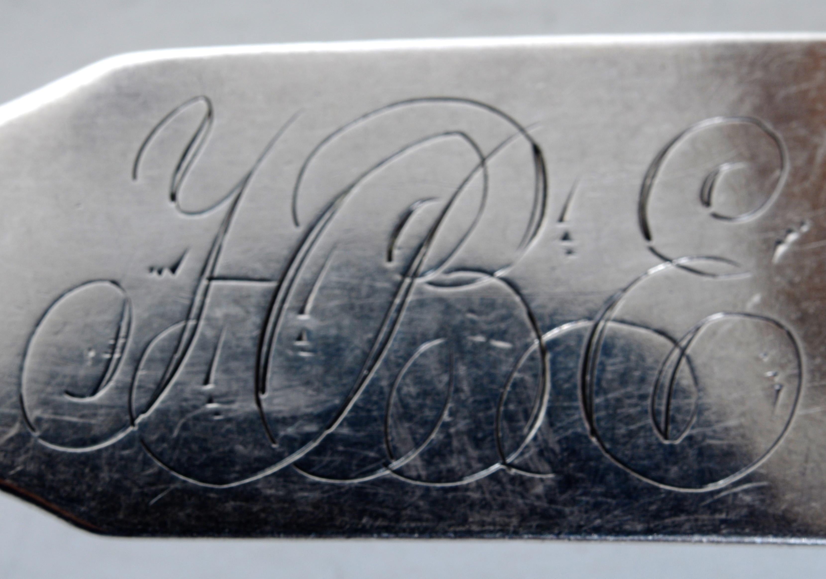 American Coin Silver Serving Spoon by Shepherd & Boyd, Abany, NY in the Fiddle Pattern For Sale