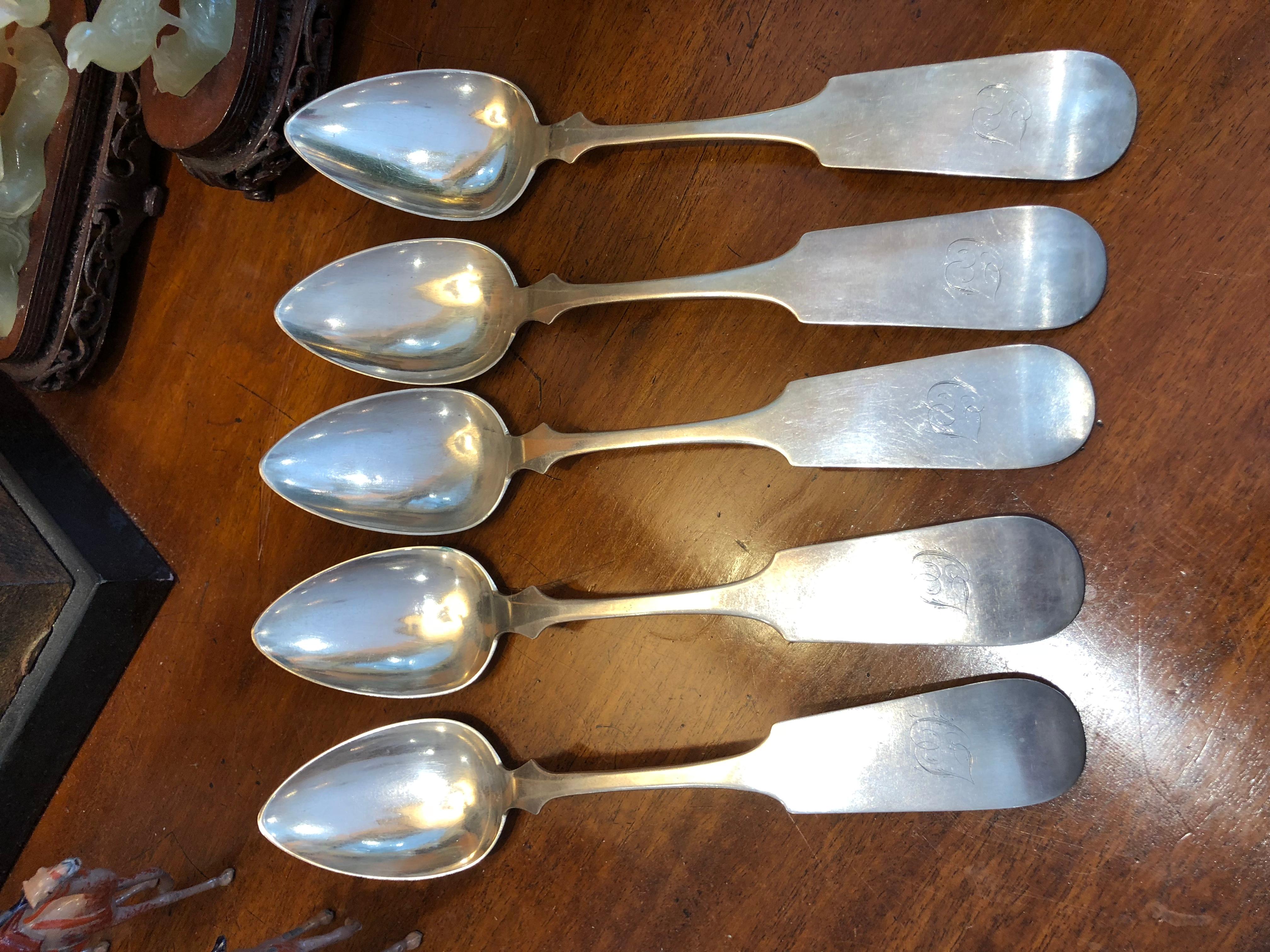 Coin Silver Serving Spoons Marked J.Fries 