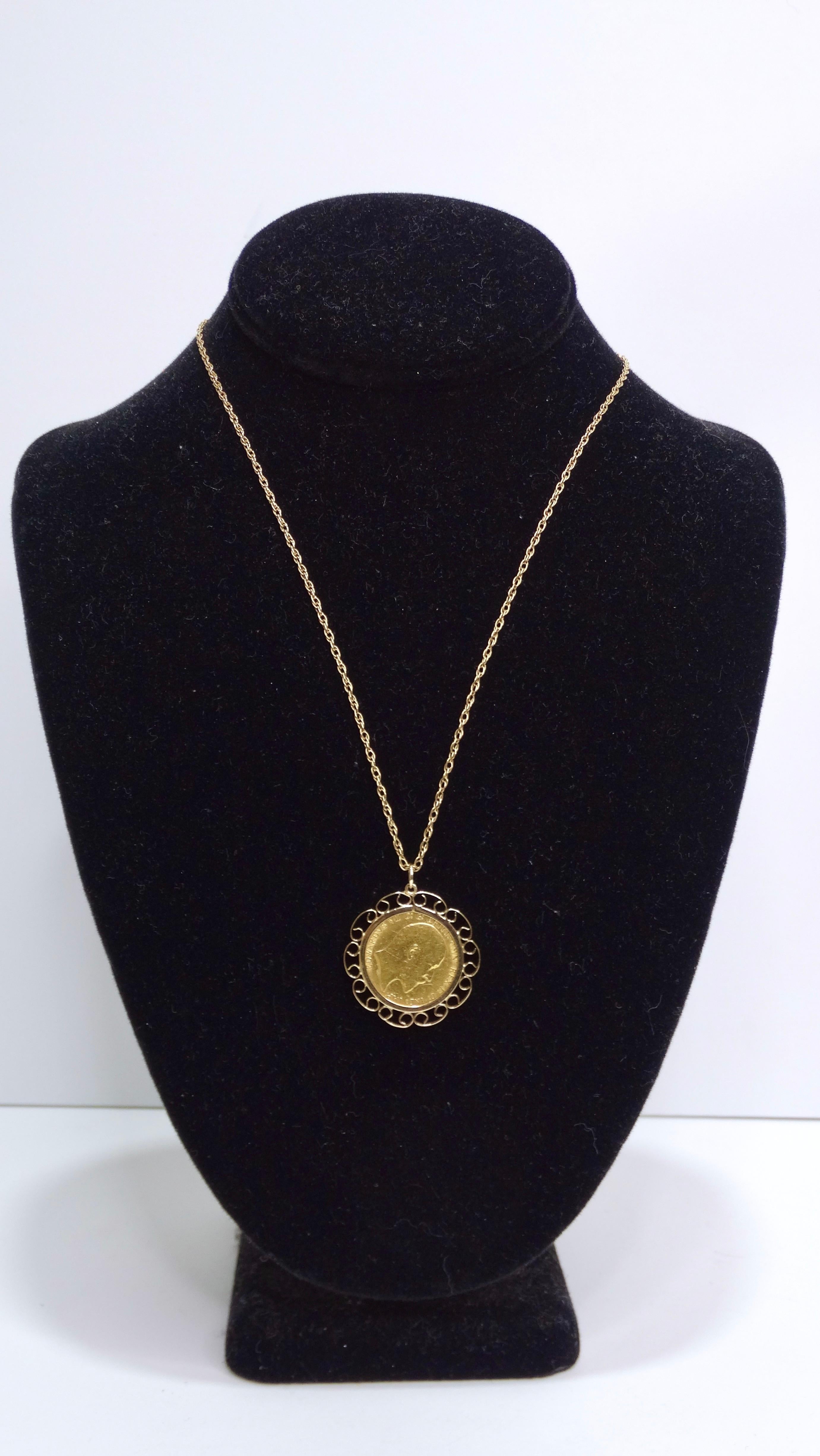 König Edward Vll Halskette aus massivem Gold mit Münze für Damen oder Herren im Angebot