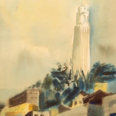 Coit Tower, San Francisco, Watercolor, Signed, c.1950