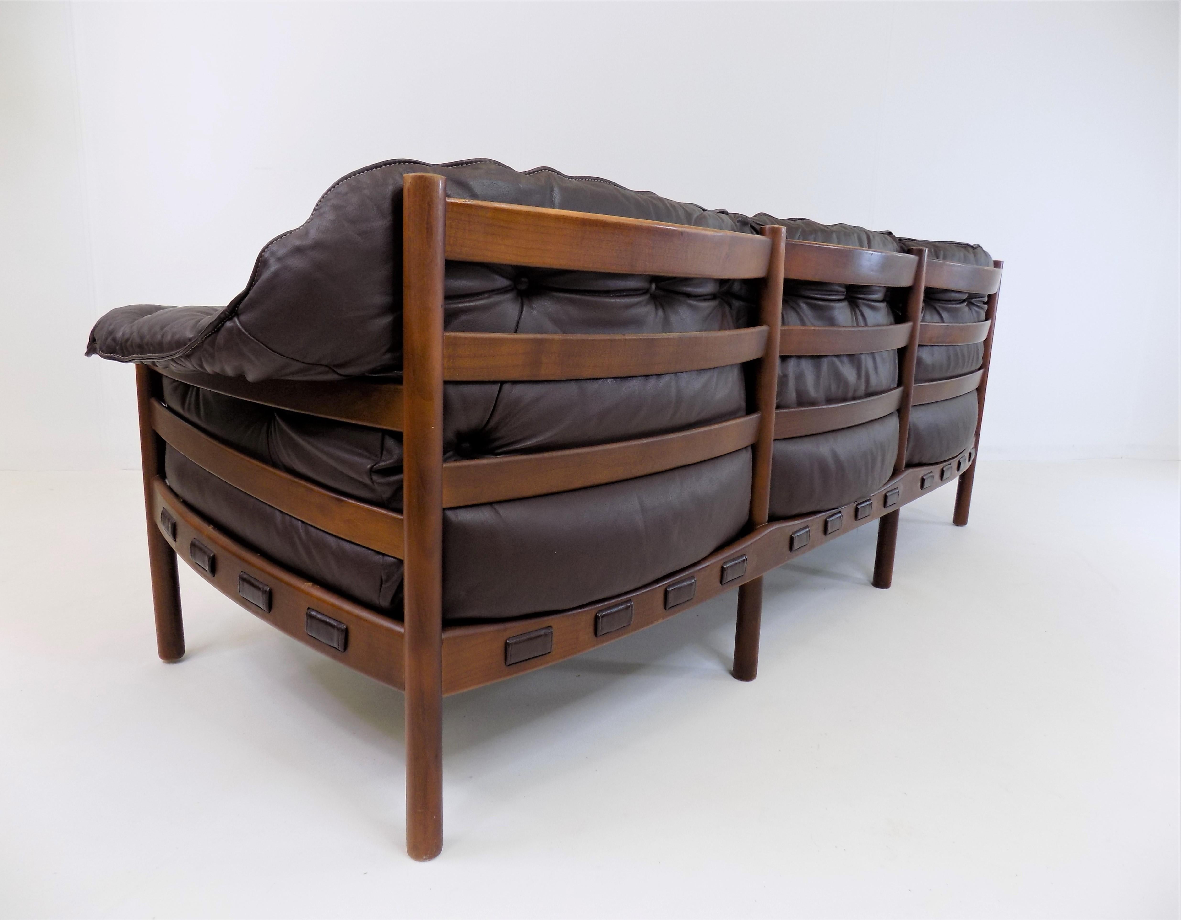 Coja 3 seater leather sofa by Sven Ellekaer, Netherlands, 1960s 2