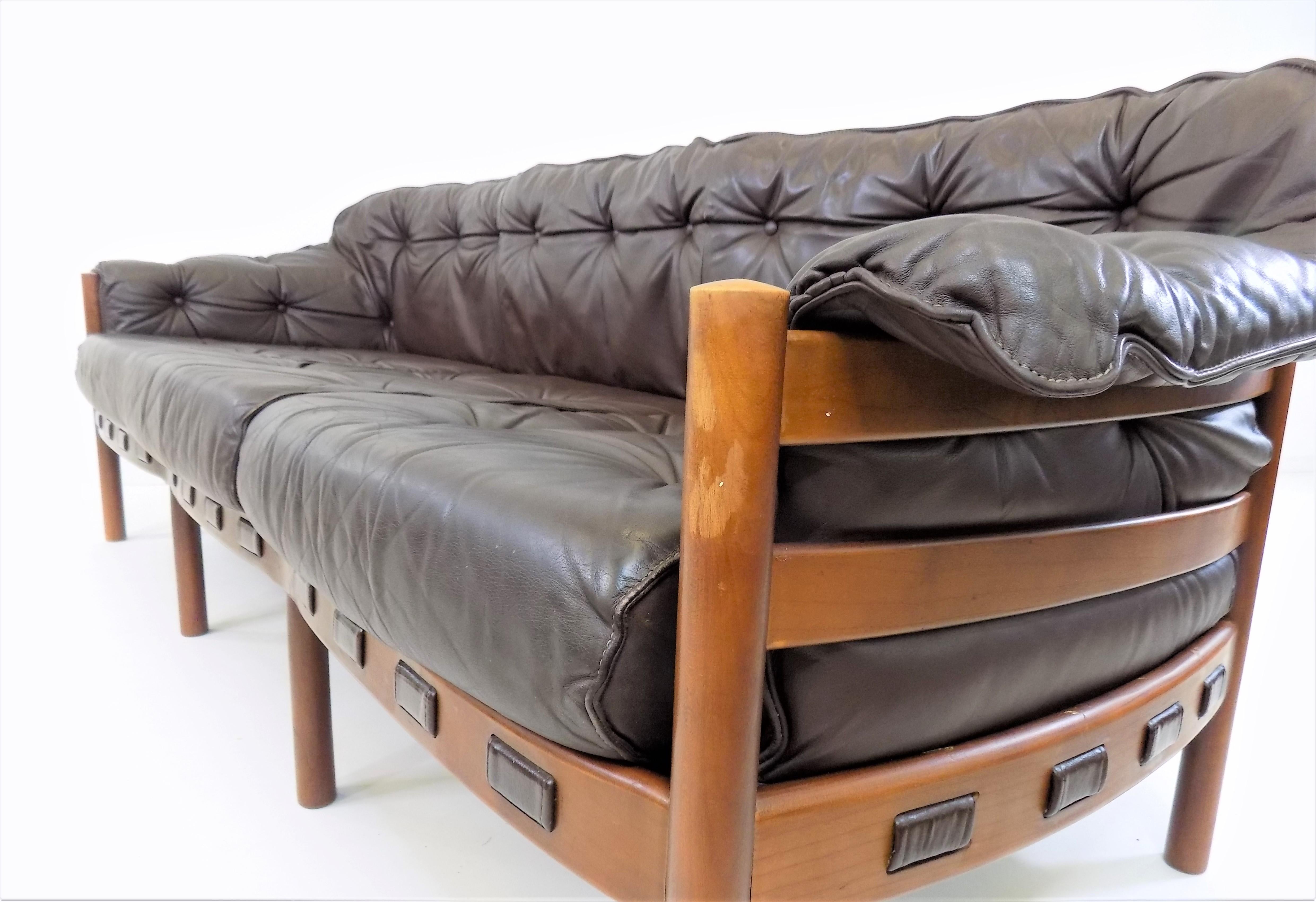 Coja 3 seater leather sofa by Sven Ellekaer, Netherlands, 1960s 3