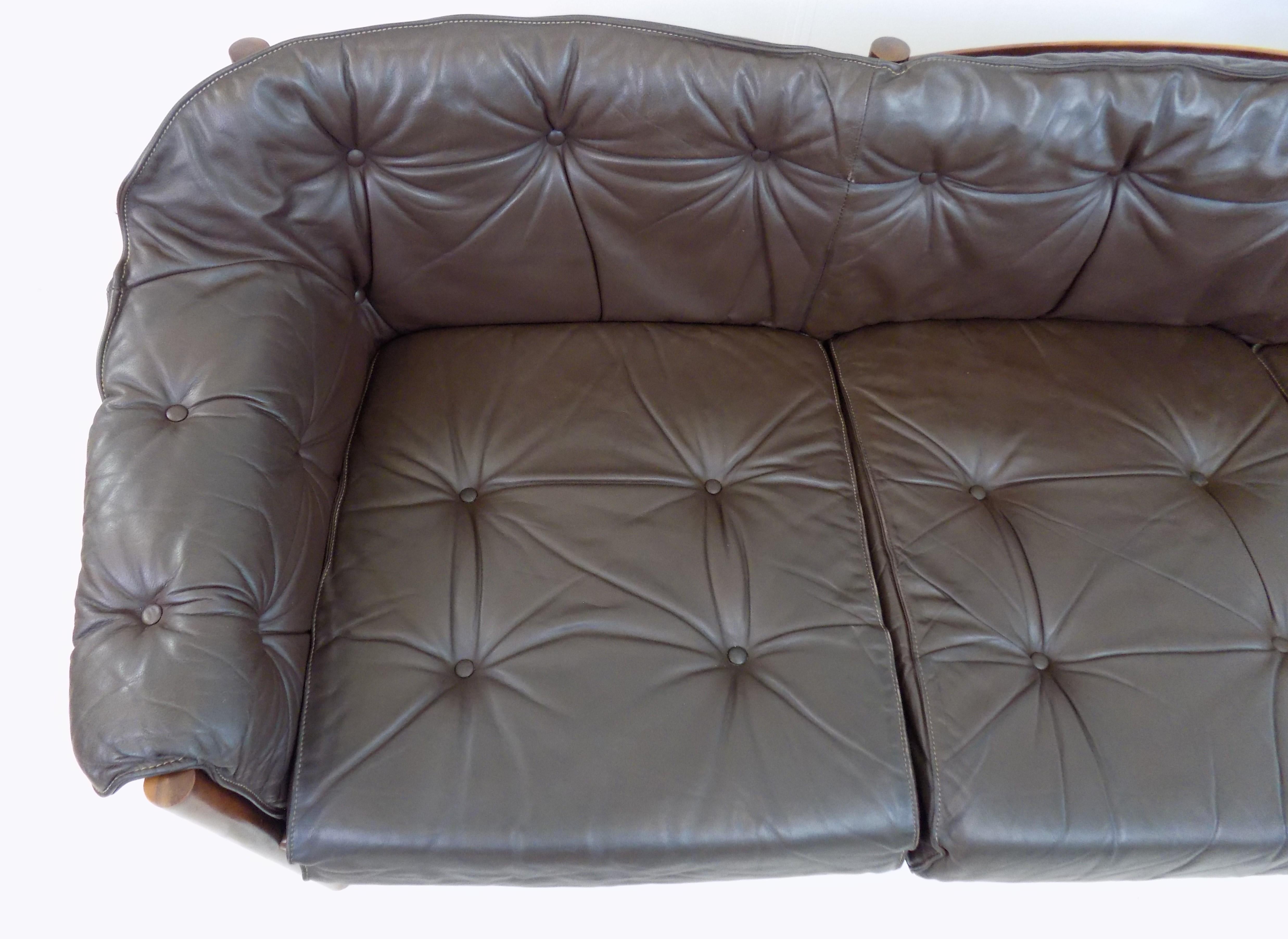 Coja 3 seater leather sofa by Sven Ellekaer, Netherlands, 1960s 4