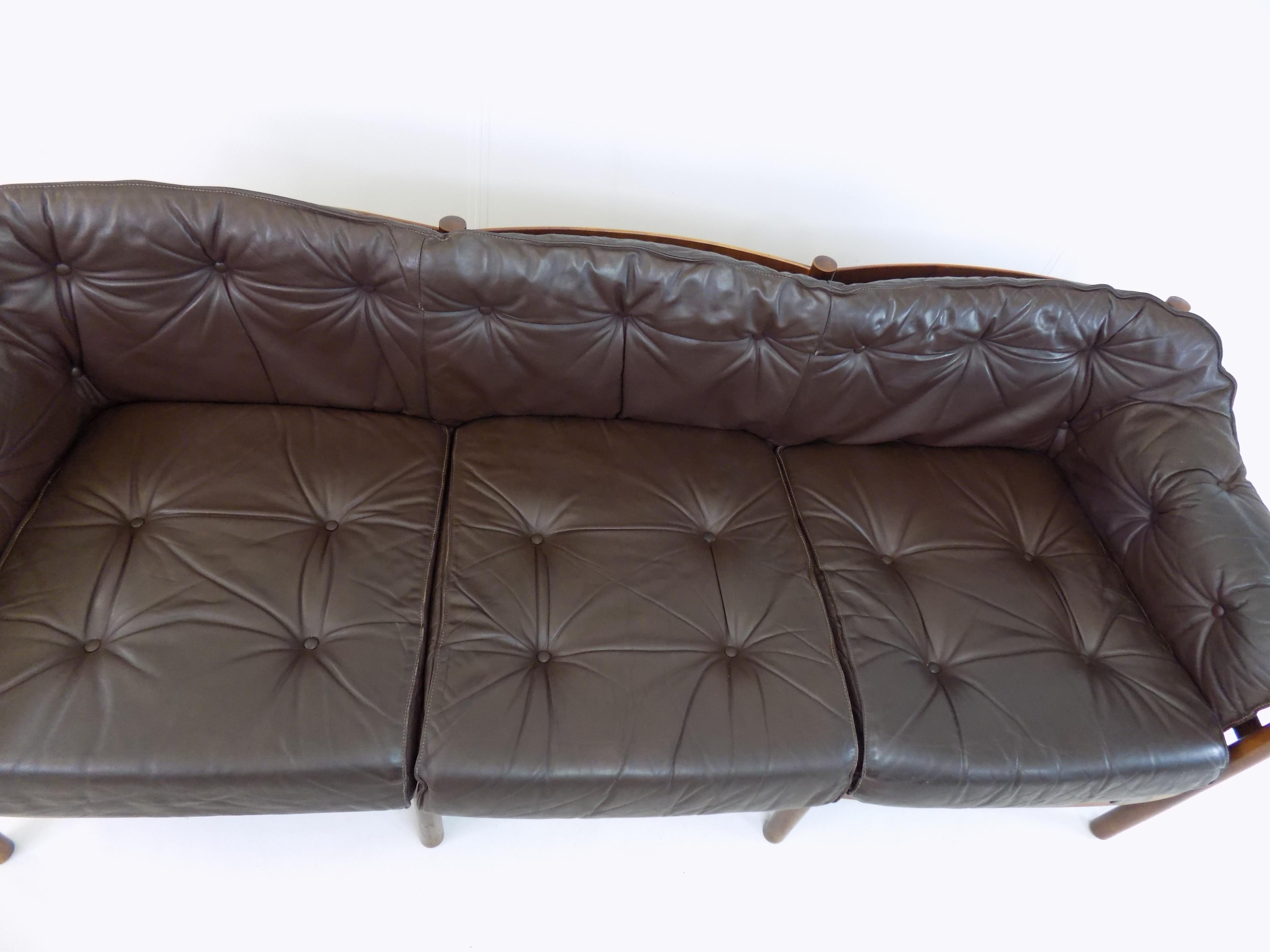 Coja 3 seater leather sofa by Sven Ellekaer, Netherlands, 1960s 5