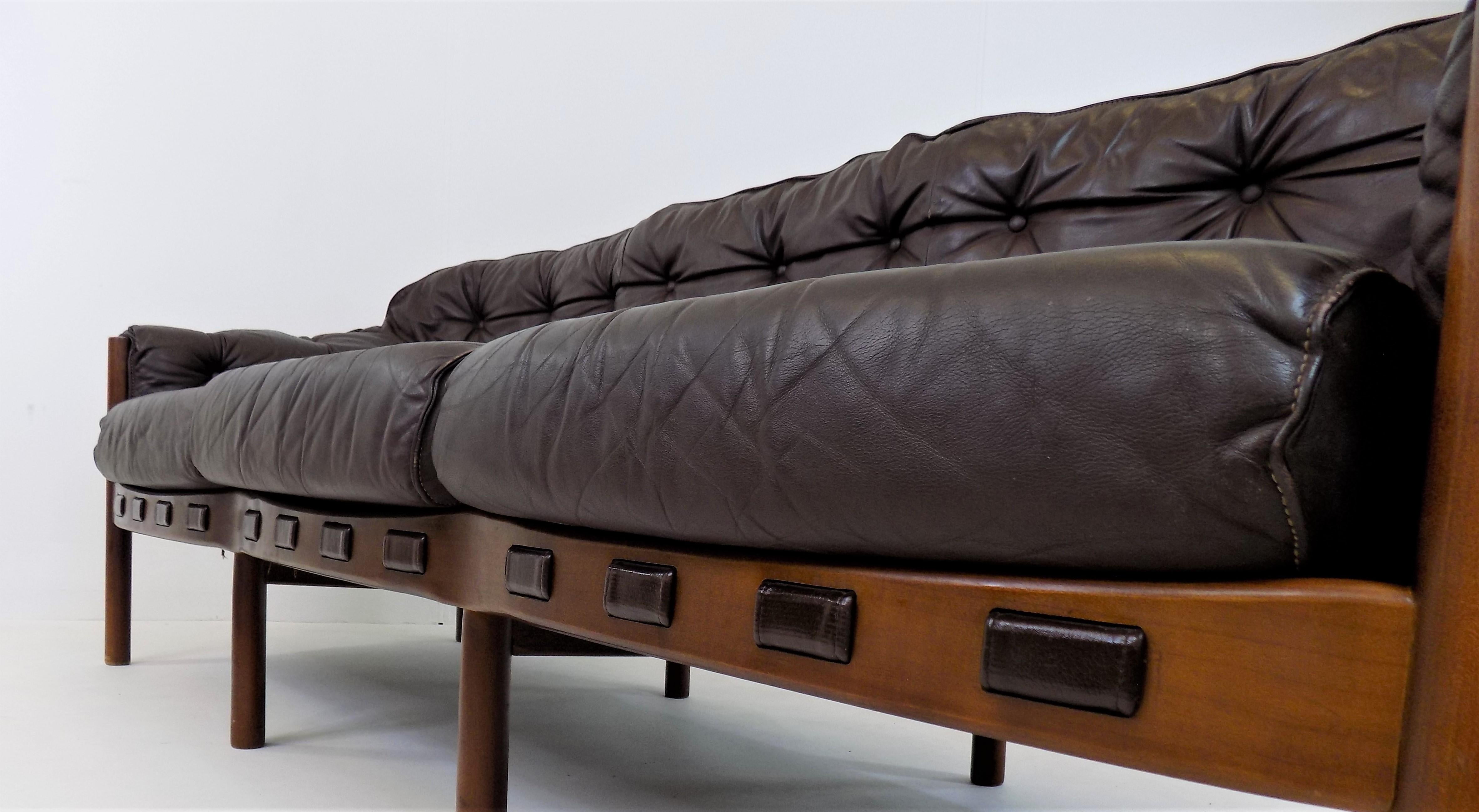 Coja 3 seater leather sofa by Sven Ellekaer, Netherlands, 1960s 6