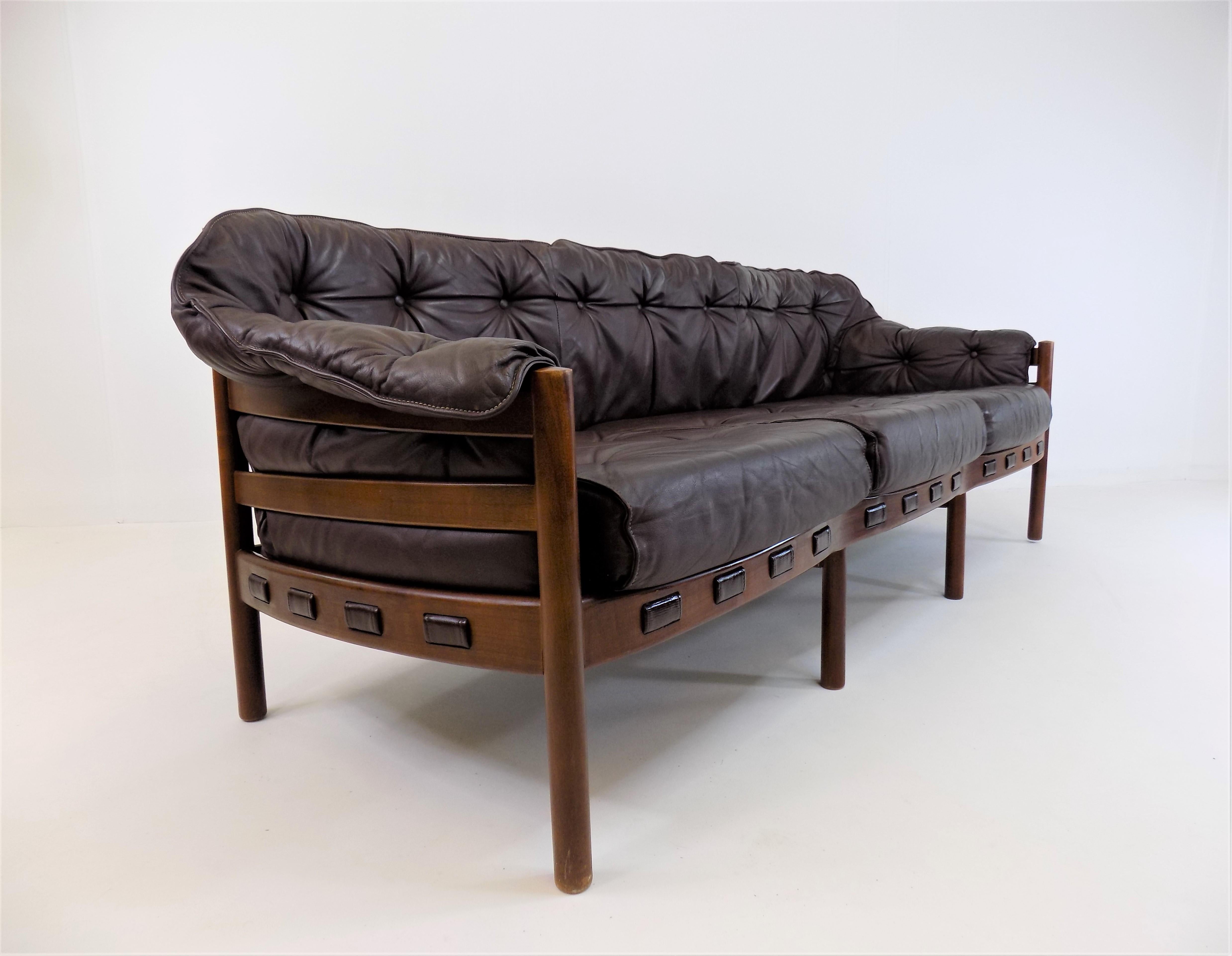 Coja 3 seater leather sofa by Sven Ellekaer, Netherlands, 1960s 7