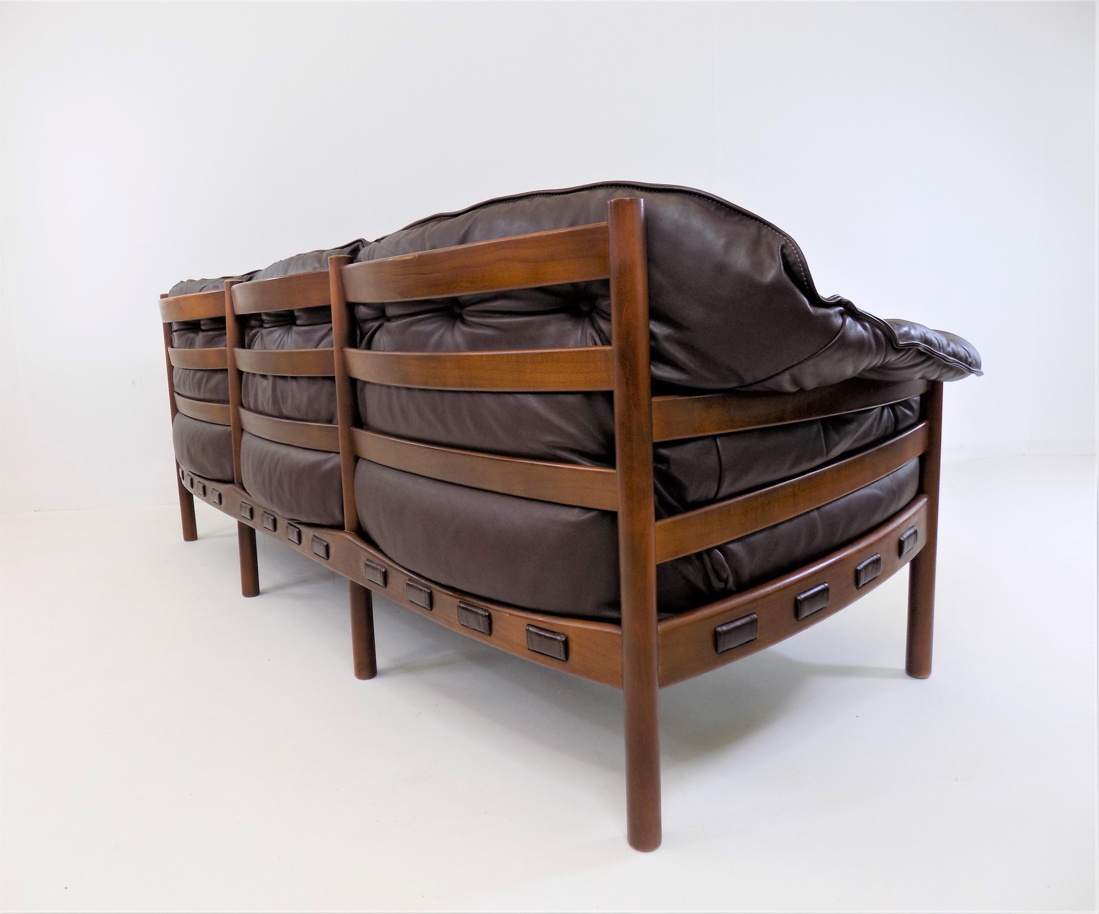 Mid-Century Modern Coja 3 seater leather sofa by Sven Ellekaer, Netherlands, 1960s