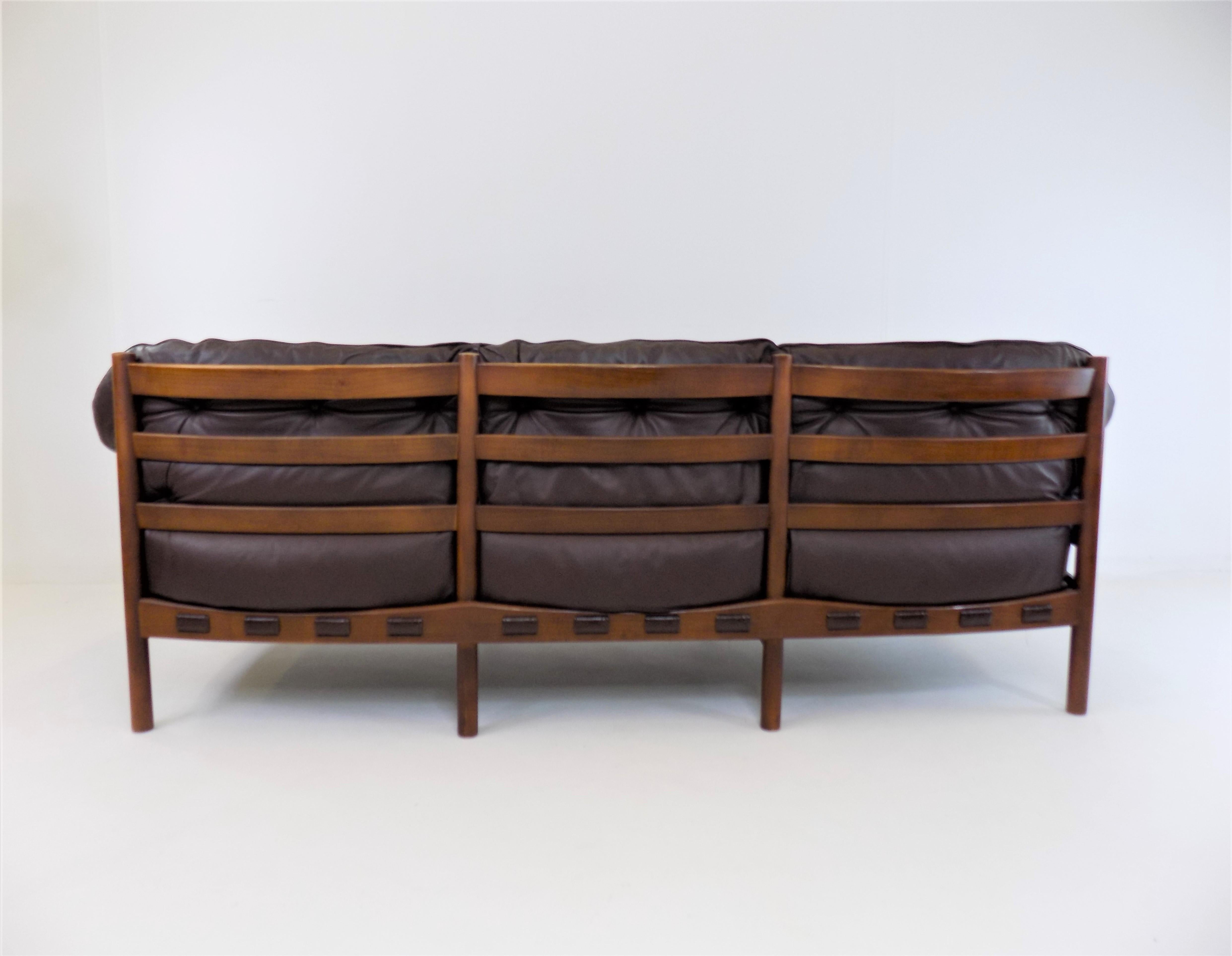Dutch Coja 3 seater leather sofa by Sven Ellekaer, Netherlands, 1960s