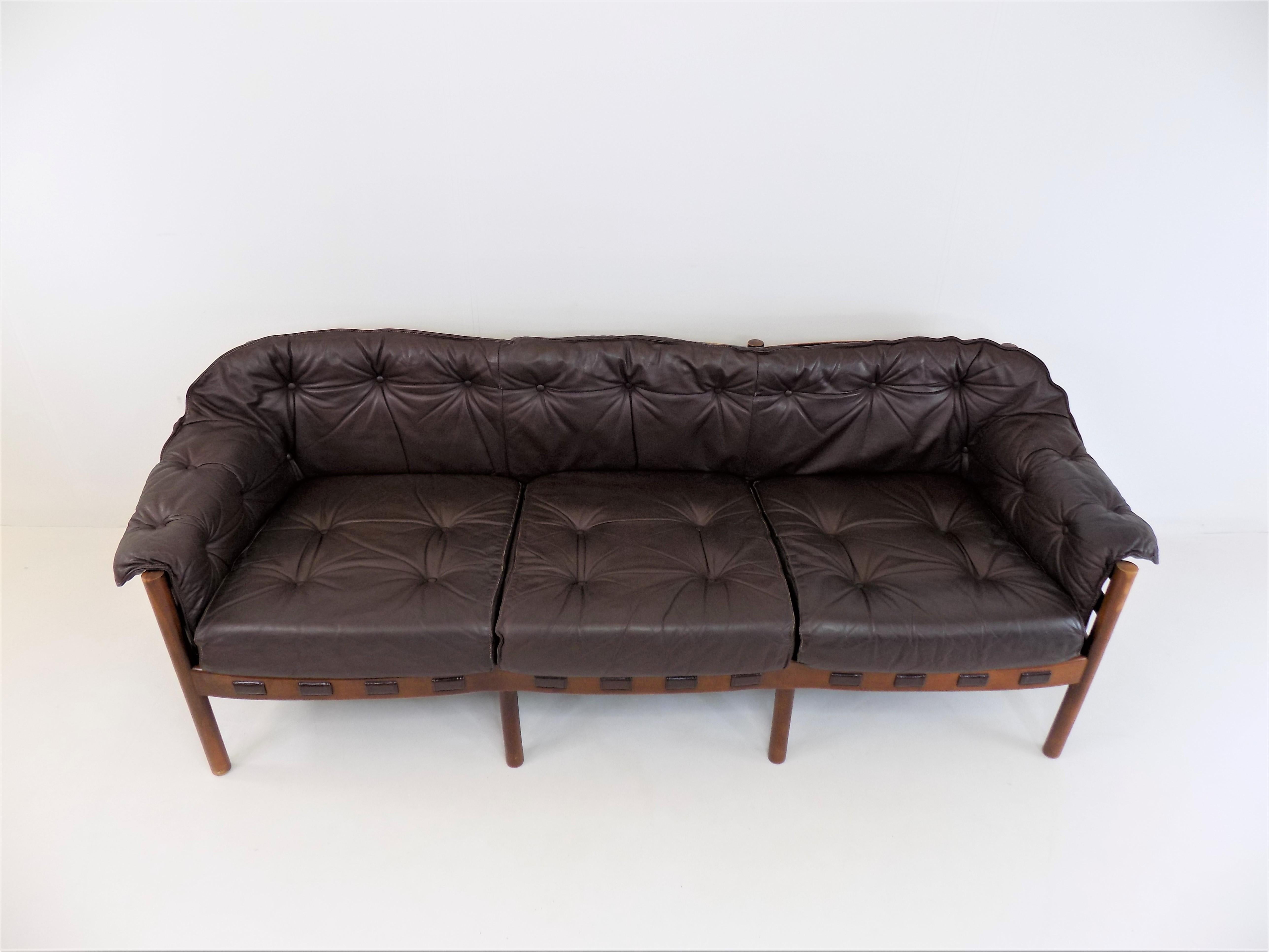 Coja 3 seater leather sofa by Sven Ellekaer, Netherlands, 1960s In Good Condition In Ludwigslust, DE