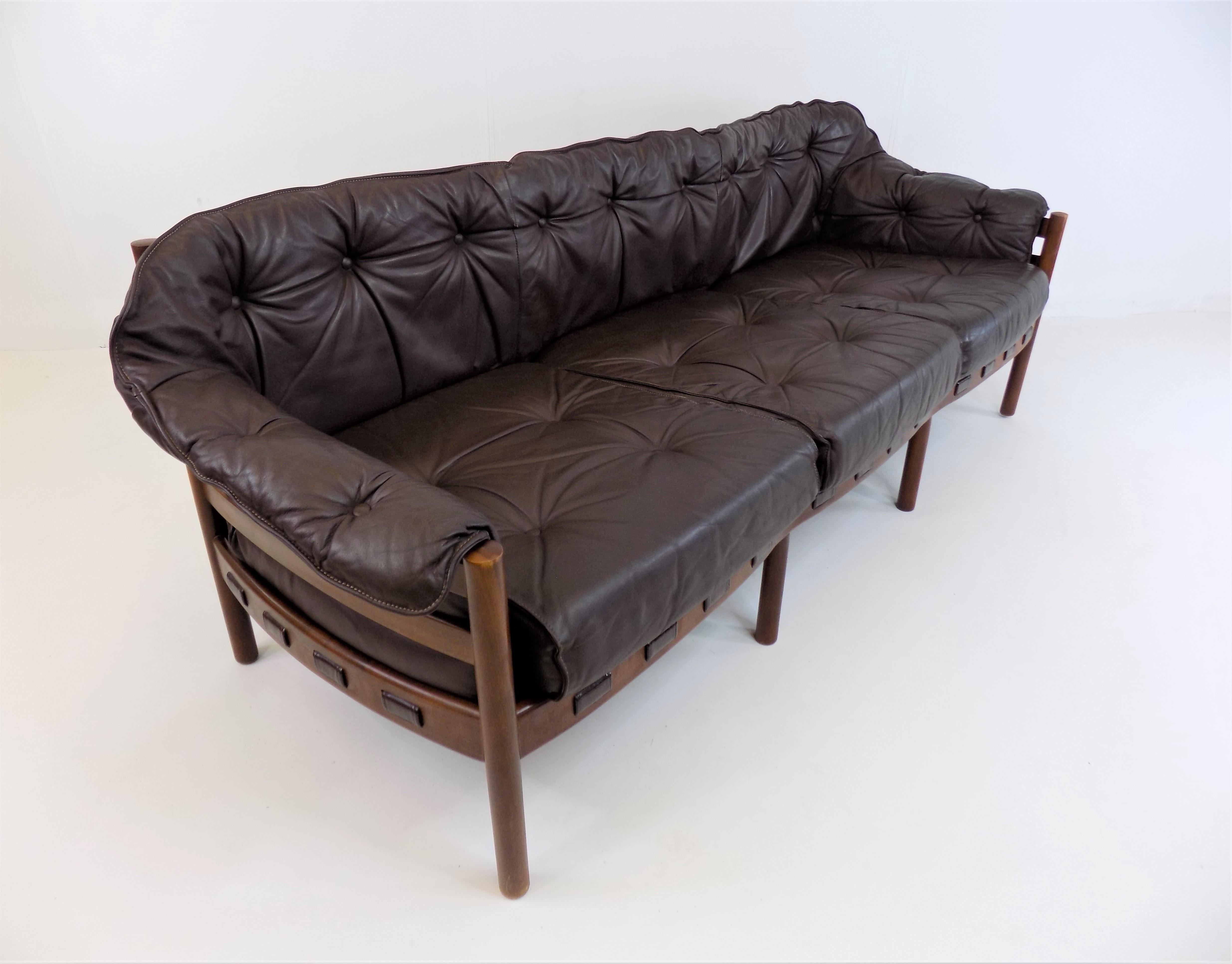 Mid-20th Century Coja 3 seater leather sofa by Sven Ellekaer, Netherlands, 1960s