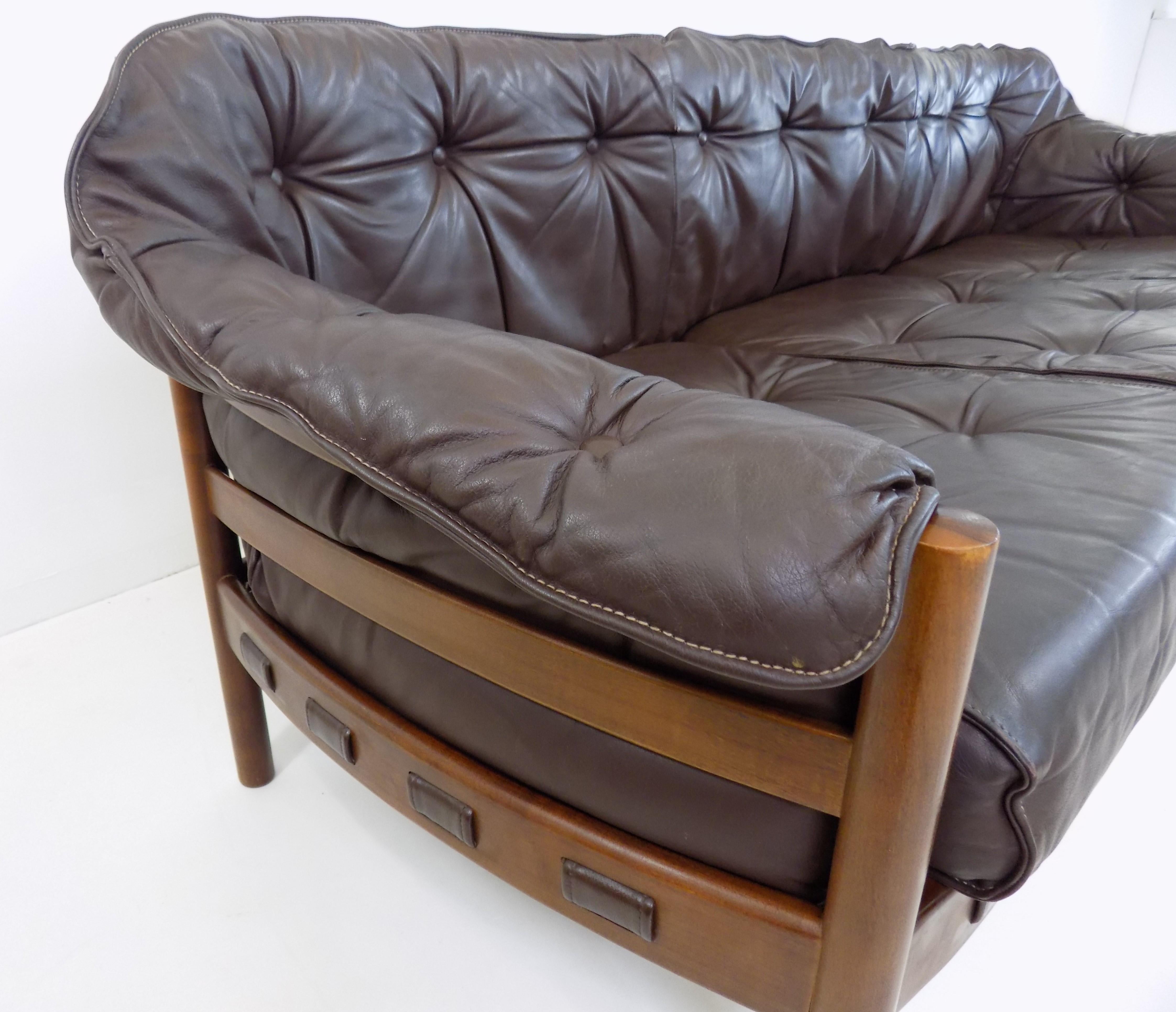 Coja 3 seater leather sofa by Sven Ellekaer, Netherlands, 1960s 1