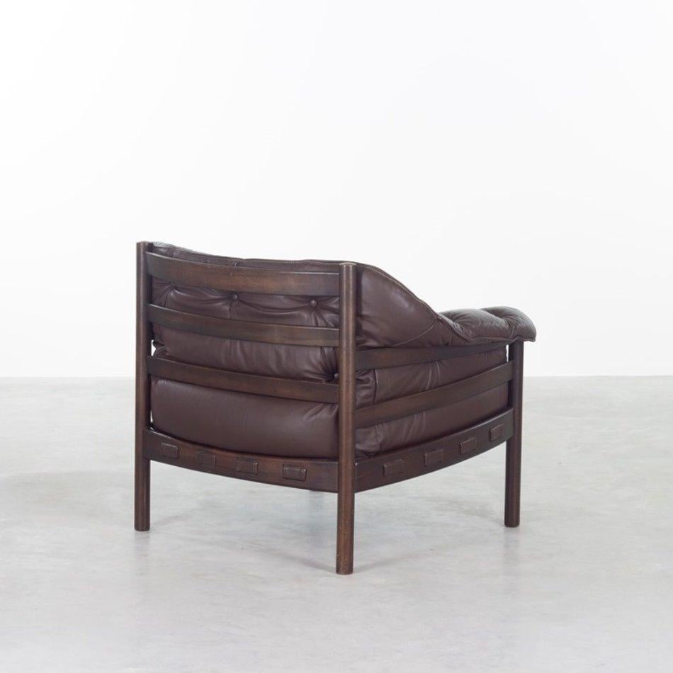 Coja Leather Armchairs with Wooden Frame Design Attributed to Arne Norell In Good Condition In Amsterdam, NL