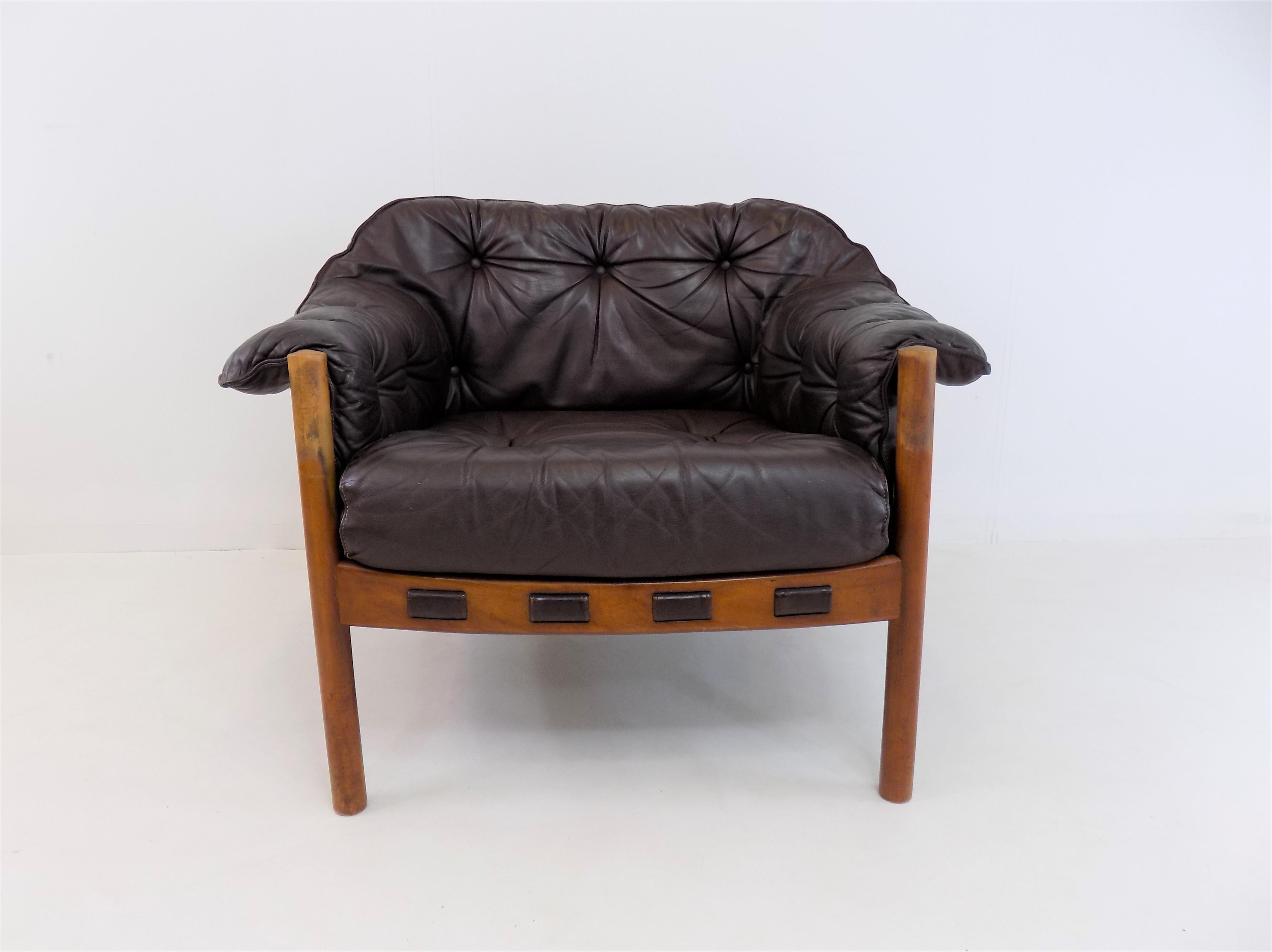 Mid-Century Modern Coja Leather Easy Chair by Sven Ellekaer, Netherlands, 1960s