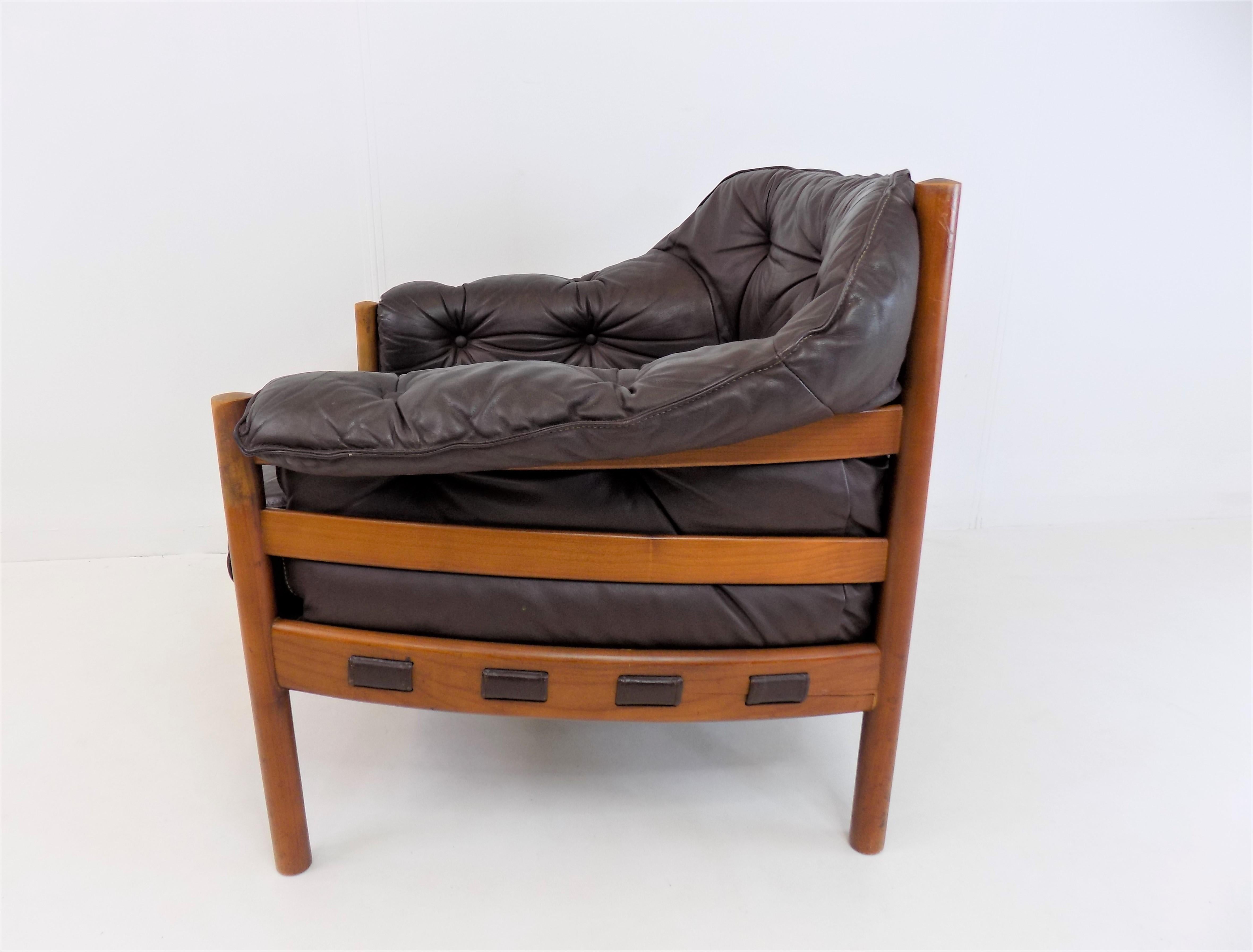 Coja Leather Easy Chair by Sven Ellekaer, Netherlands, 1960s In Good Condition In Ludwigslust, DE