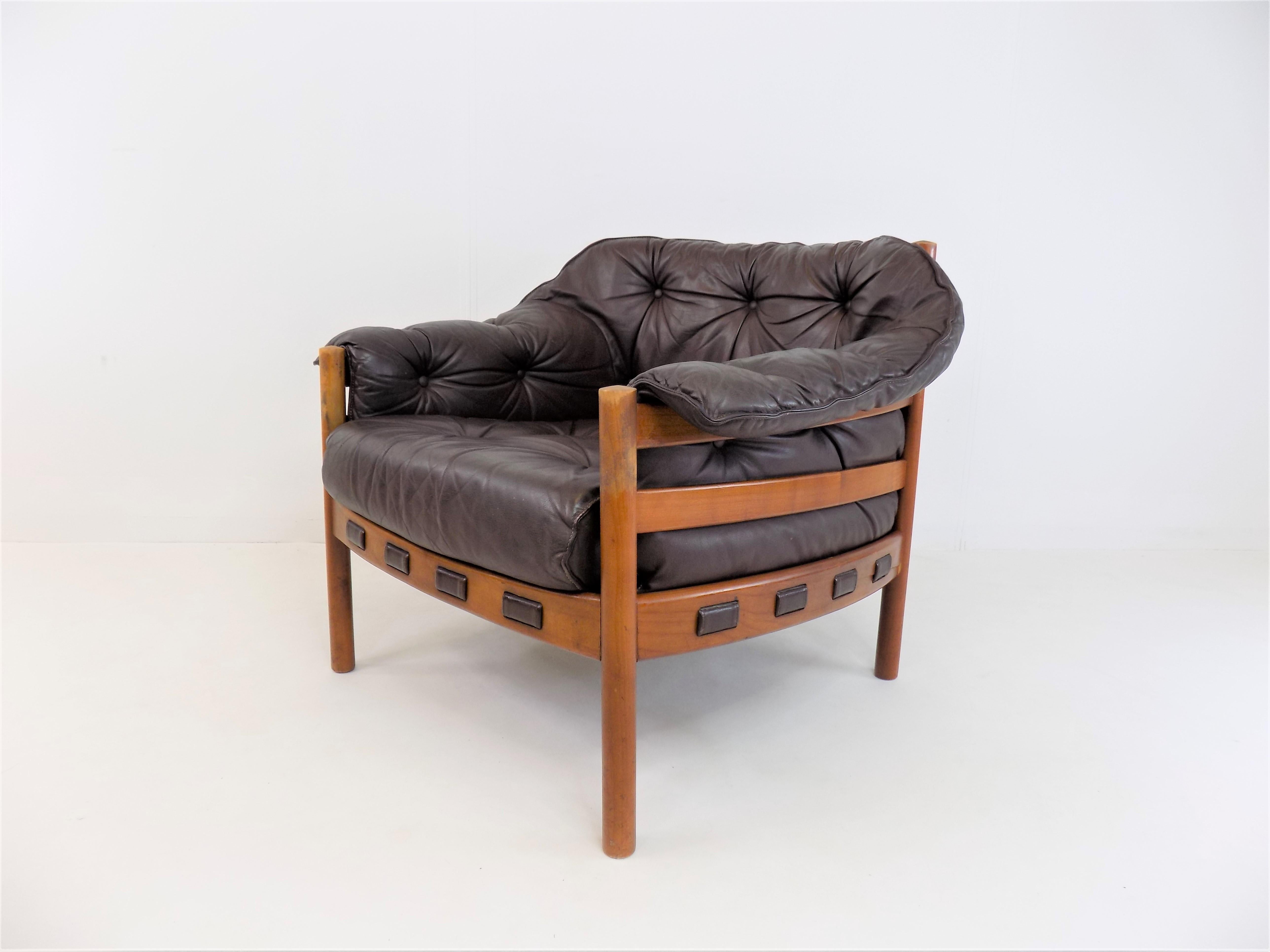 Mid-20th Century Coja Leather Easy Chair by Sven Ellekaer, Netherlands, 1960s