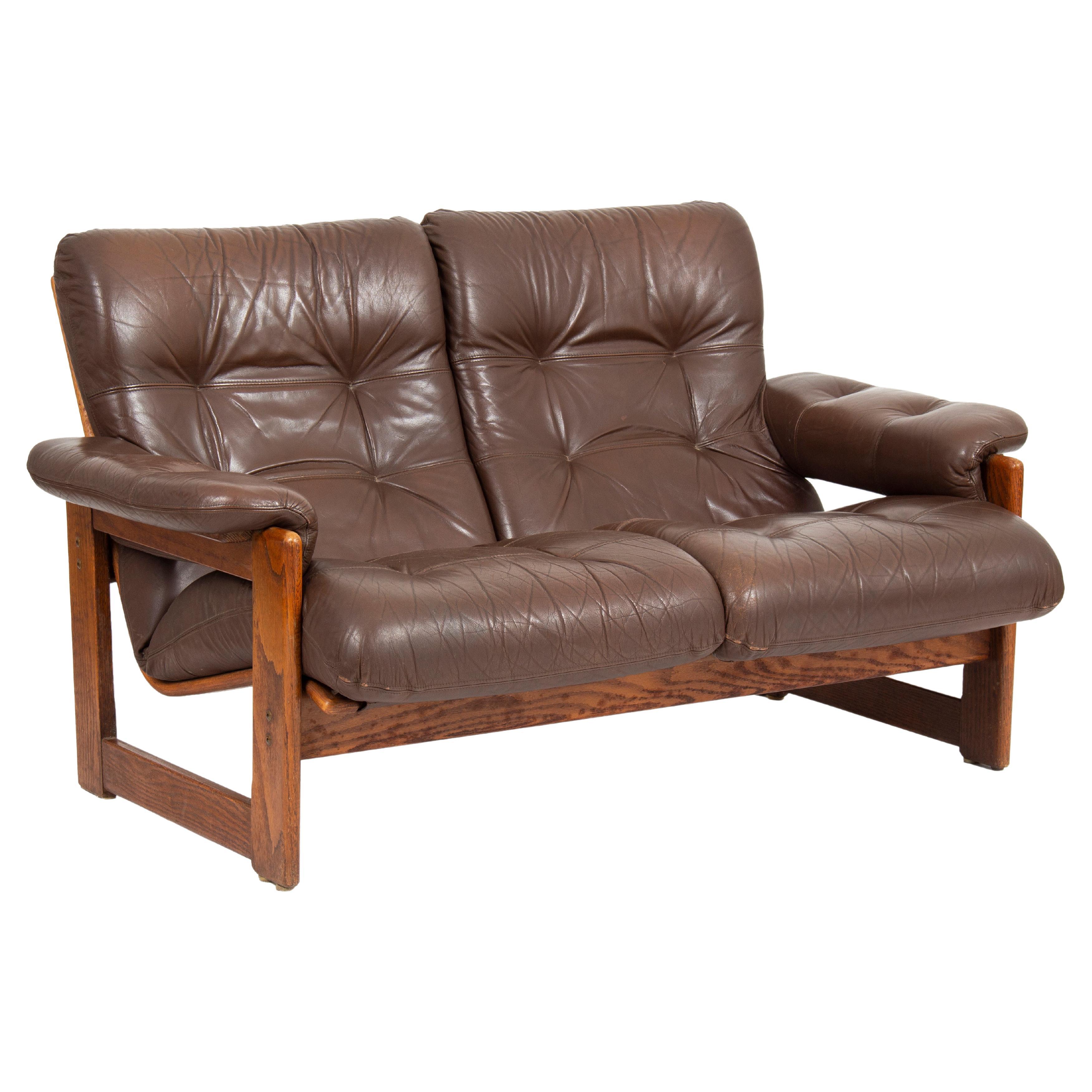 Coja Leather Loveaseat Sofa, 1960s For Sale