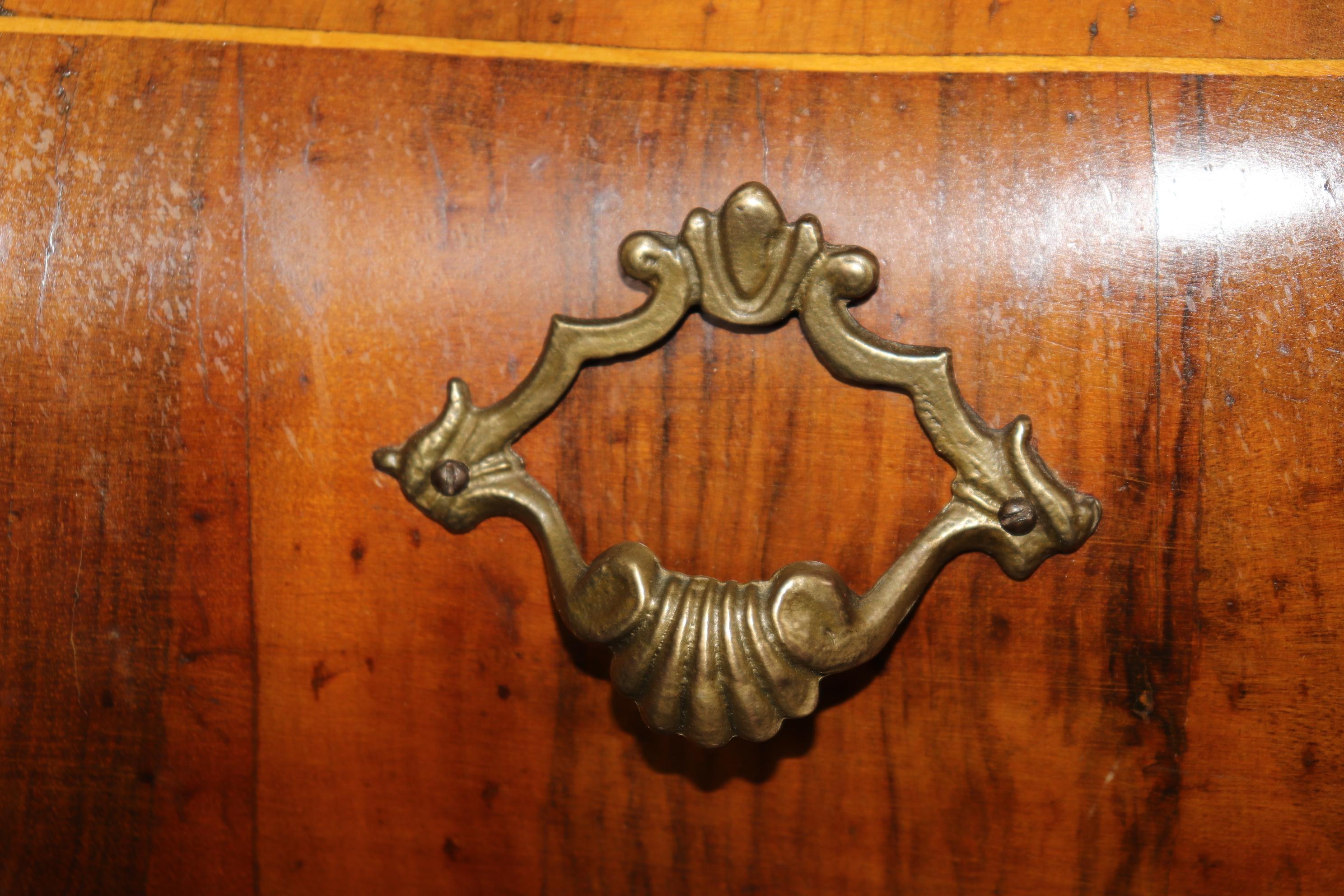 Coke Bottle Form Italian Rococo Olivewood Secretary Desk with Patinated Mirror 5
