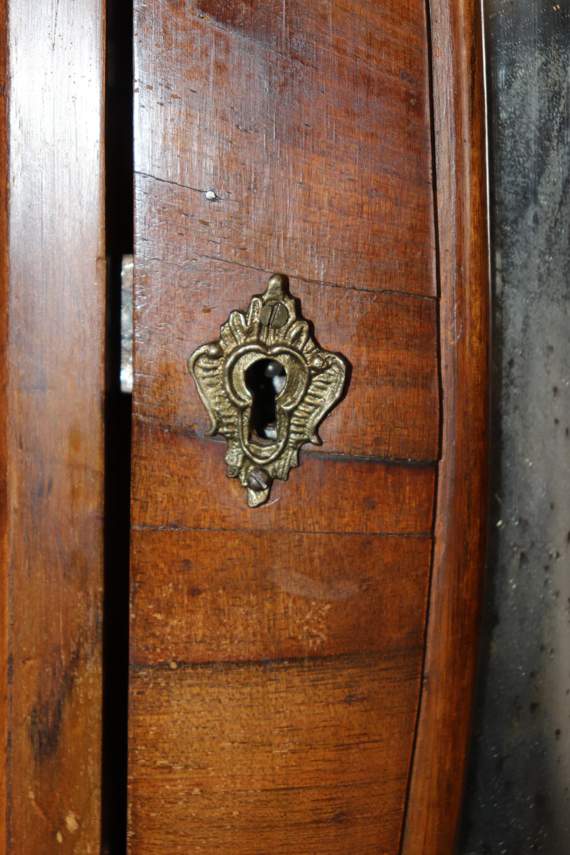 Coke Bottle Form Italian Rococo Olivewood Secretary Desk with Patinated Mirror 7
