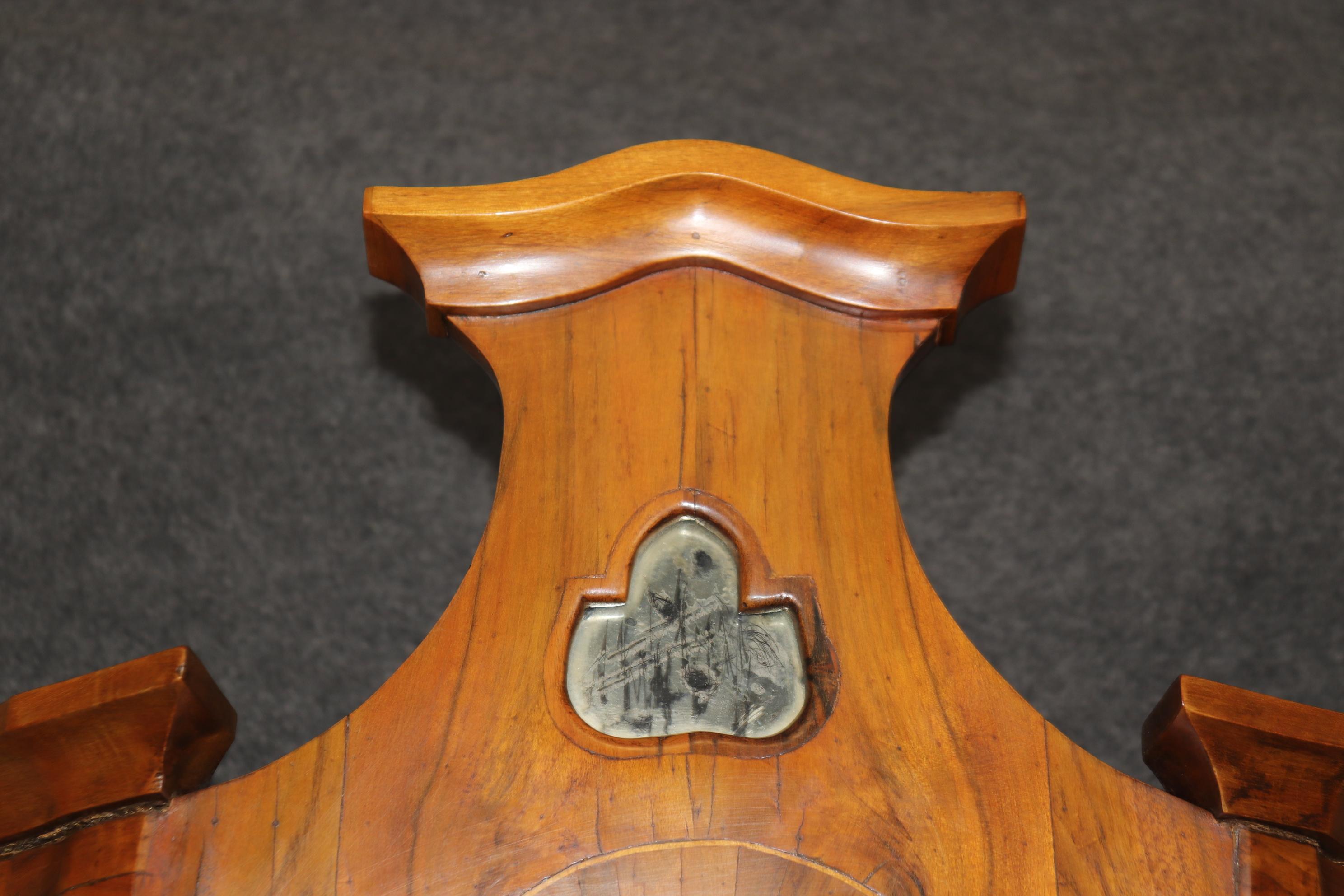 Coke Bottle Form Italian Rococo Olivewood Secretary Desk with Patinated Mirror 8