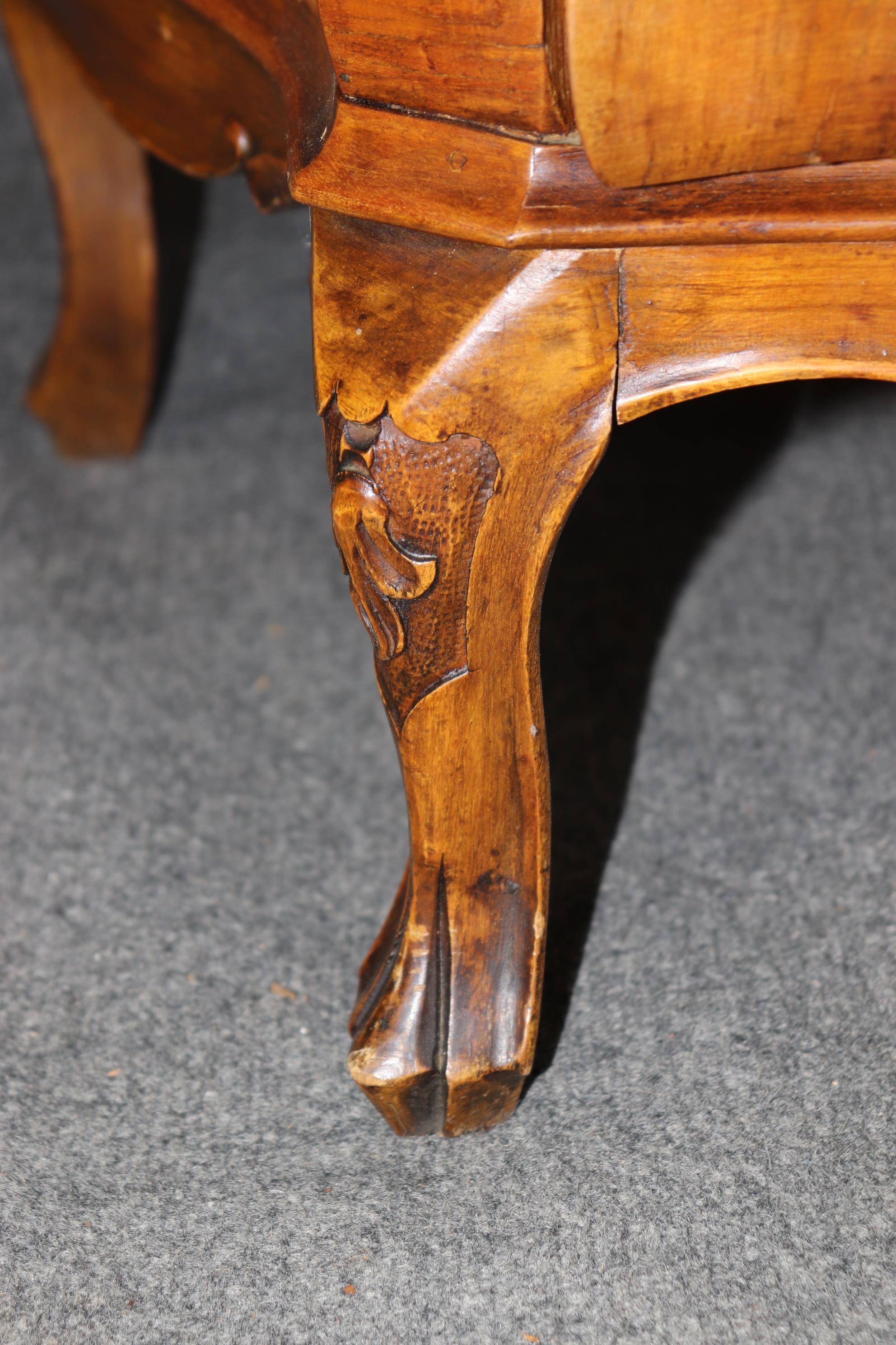 Coke Bottle Form Italian Rococo Olivewood Secretary Desk with Patinated Mirror 3