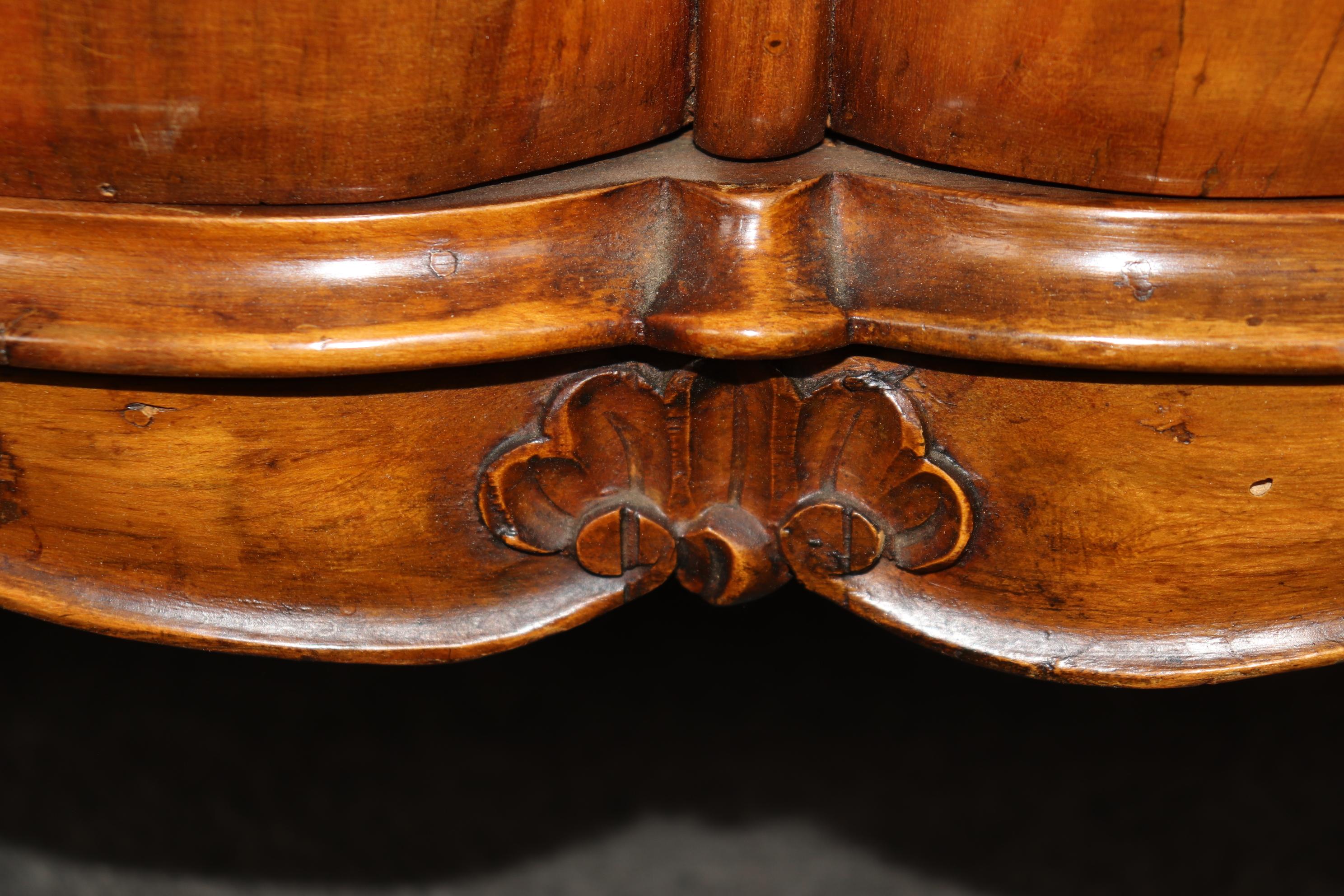 Coke Bottle Form Italian Rococo Olivewood Secretary Desk with Patinated Mirror 4