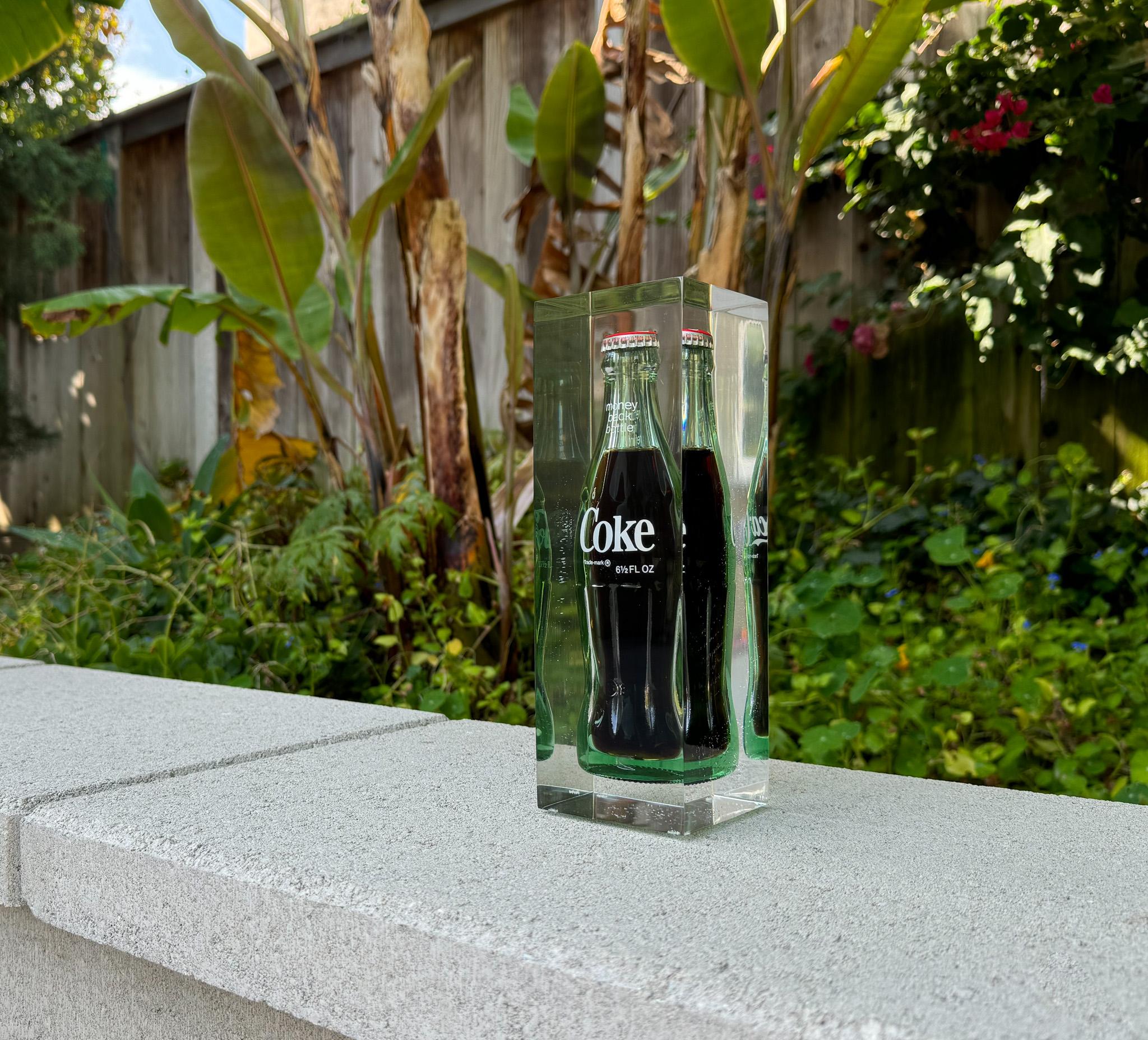Modern Coke Bottle in Lucite Sculpture, Coca Cola, United States, 1970's For Sale