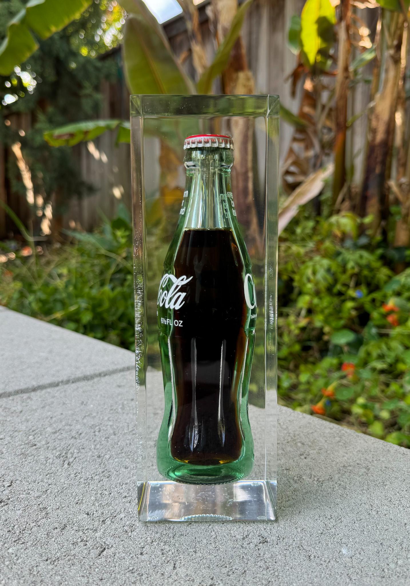 American Coke Bottle in Lucite Sculpture, Coca Cola, United States, 1970's For Sale