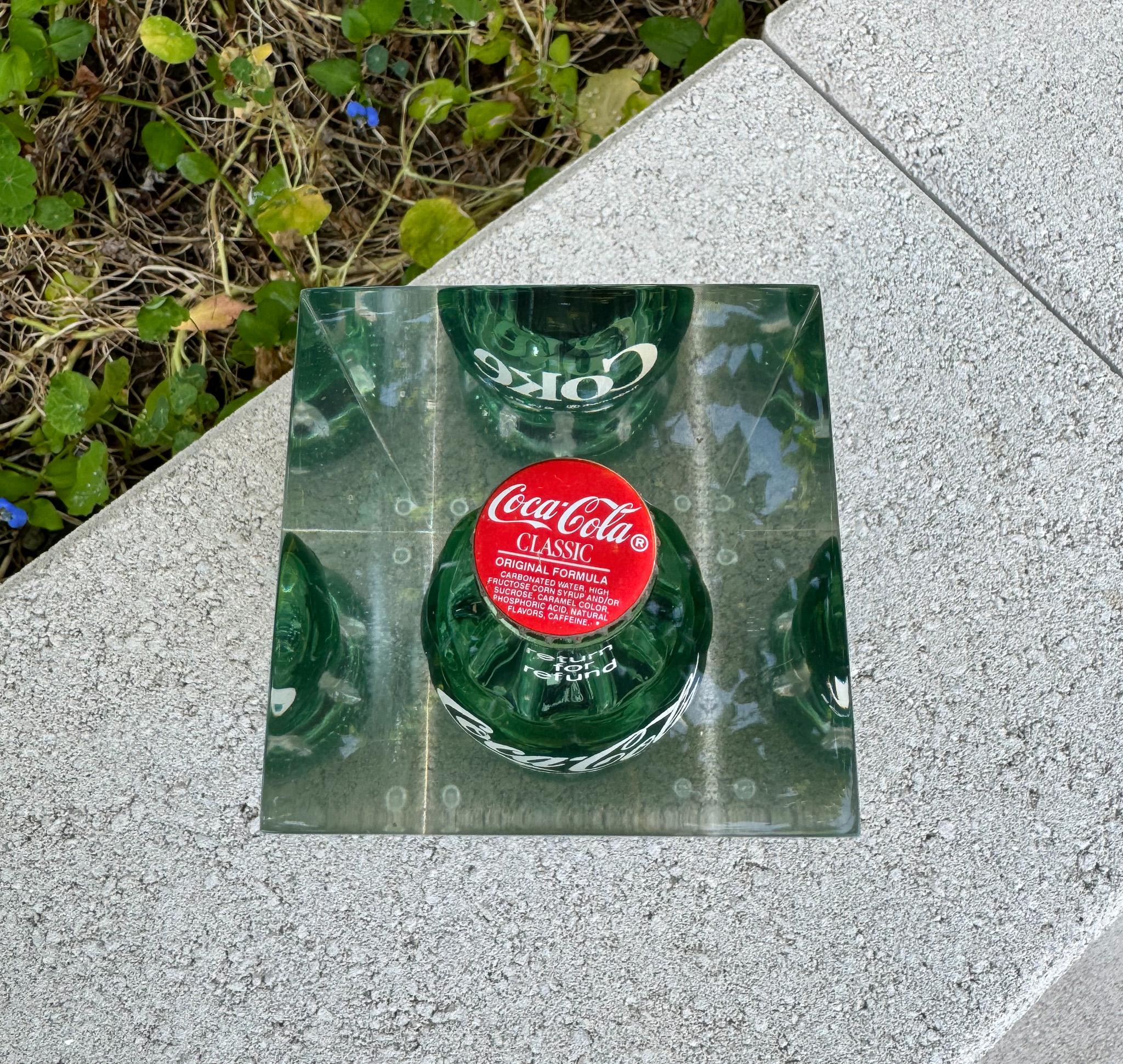 20th Century Coke Bottle in Lucite Sculpture, Coca Cola, United States, 1970's For Sale