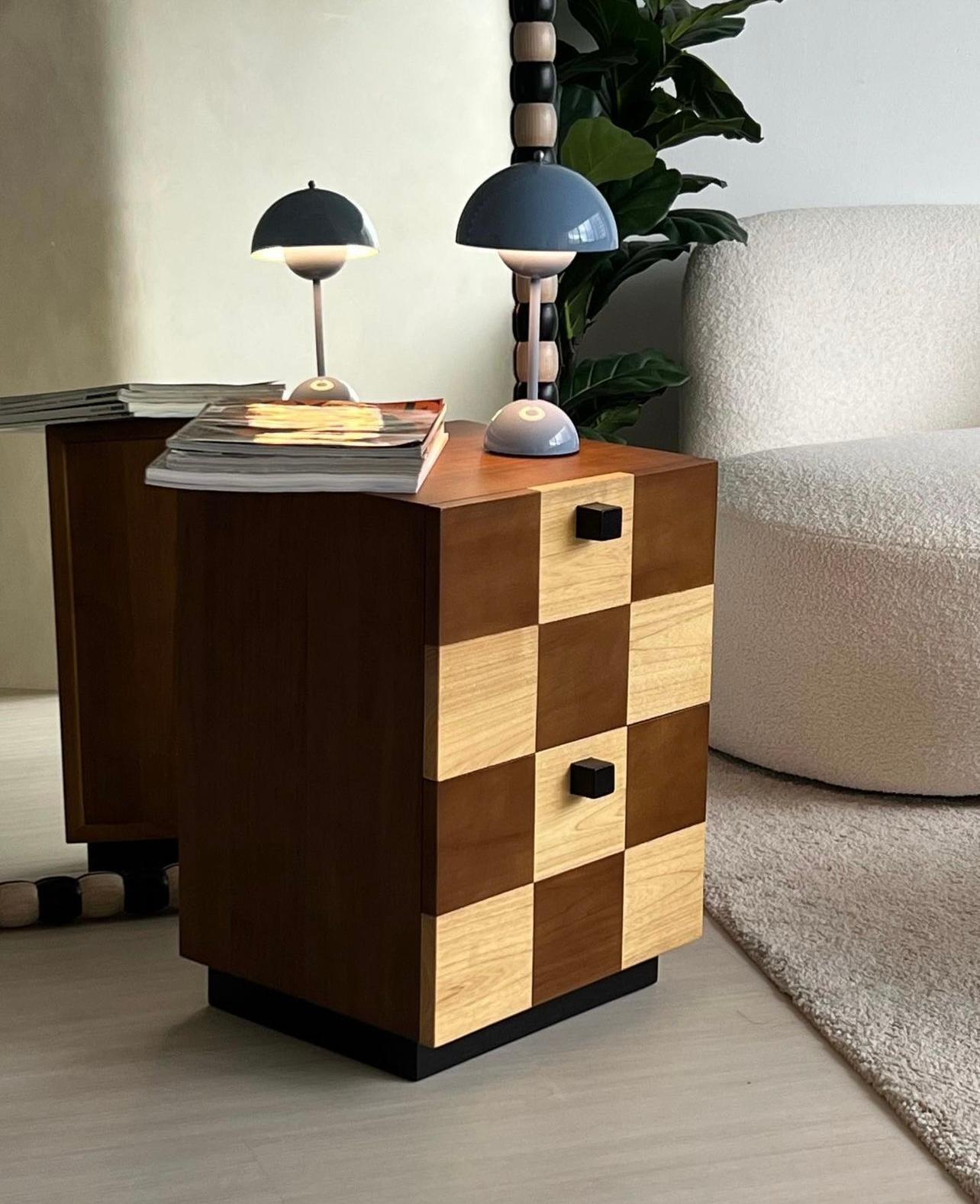 Mid-Century Modern Coklat Bedside in Solid Teak and Sungkai For Sale