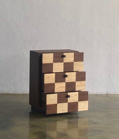 Comodino Coklat 'Wide' in teak massiccio e Sungkai, 3 cassetti