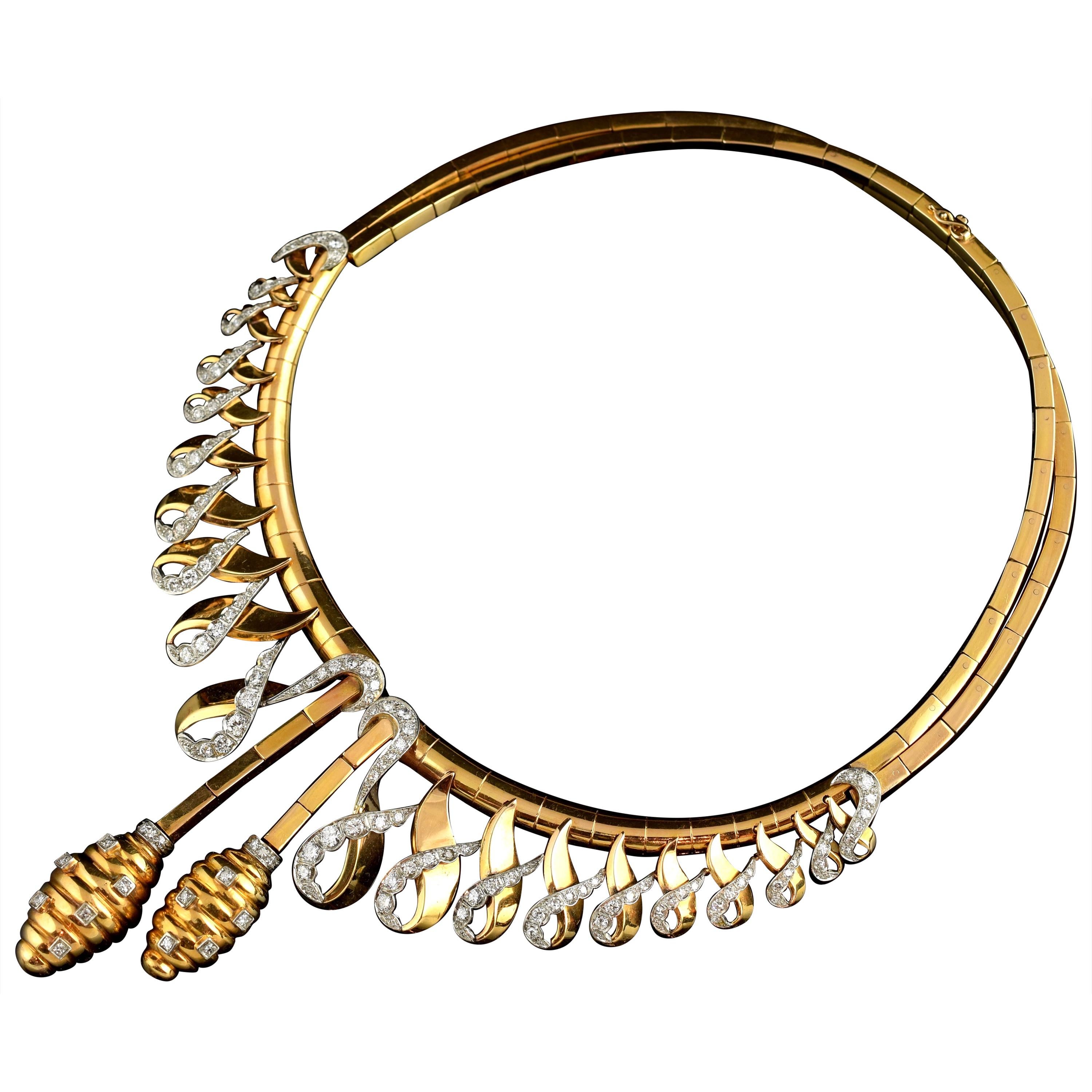 Col Chemise Halskette aus 18 Karat Roségold und Diamanten