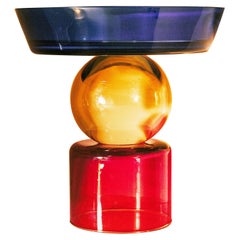 Contemporary Blue Yellow Red Fruit Vase Blown Glass Handcrafted Natalia Criado