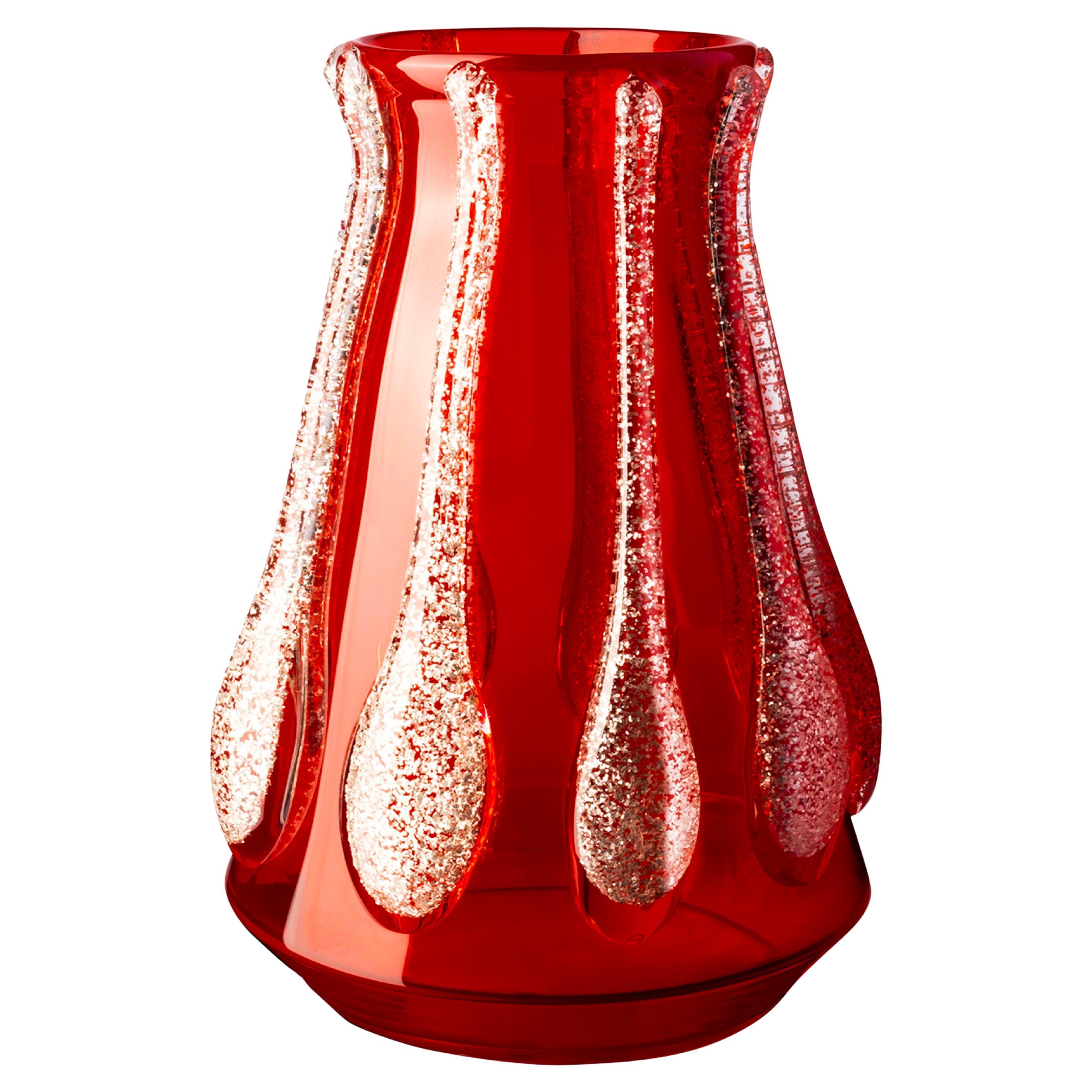 Colate Glitzerrote Vase von Carlo Moretti im Angebot