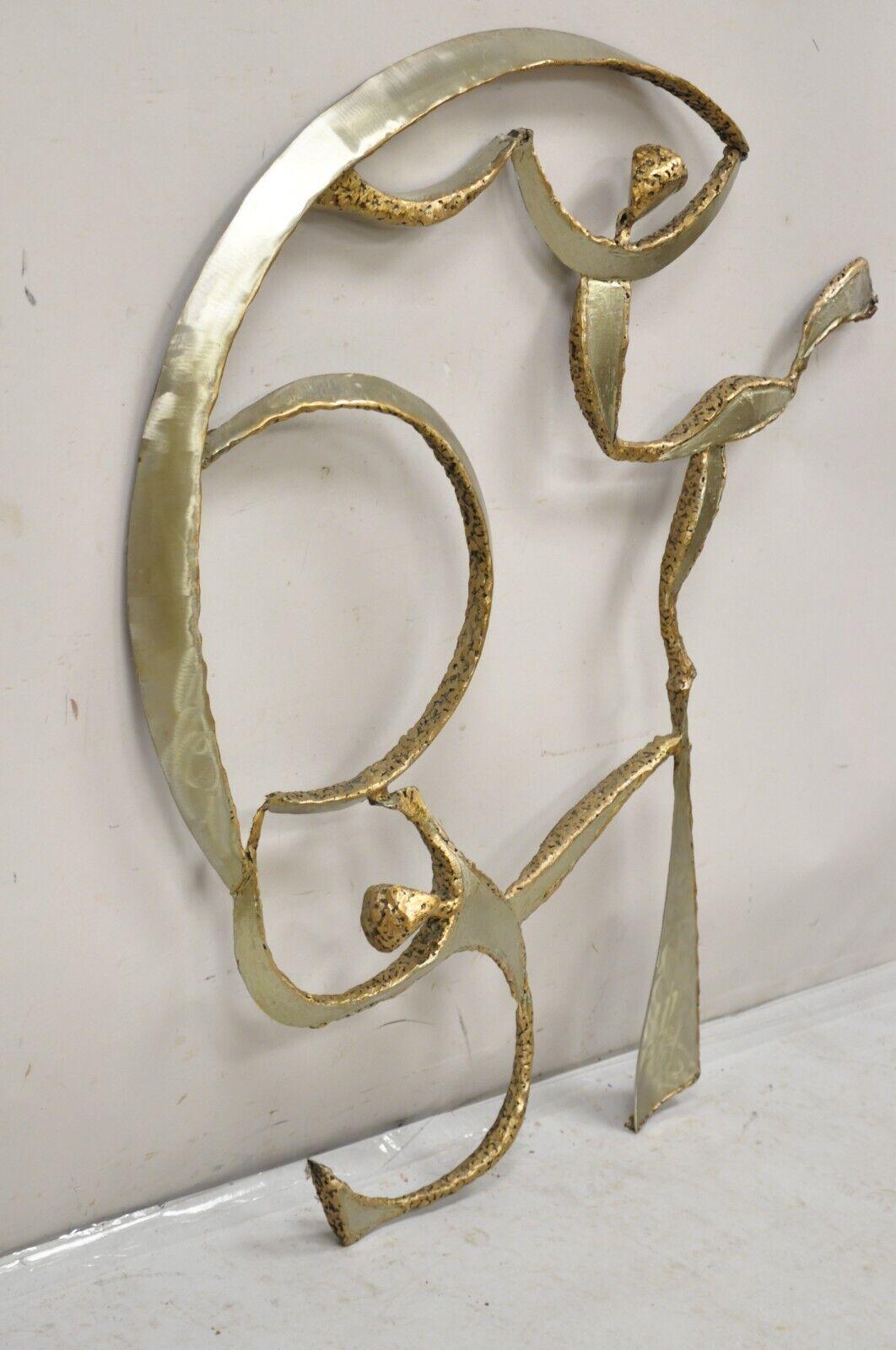 Colbert Collins 1980s Steel Metal Brutalist Ribbon Dancers Wall Art Sculpture. I was unable to locate the signature but we acquired additional Collins pieces from the same estate which retained the signature. Circa 1980s Measurements: 45