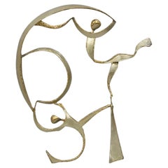 Colbert Collins 1980s Steel Metal Brutalist Ribbon Dancers Wall Art Sculpture