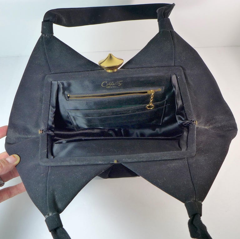 COLBERTS Black Suede Handbag For Sale at 1stdibs