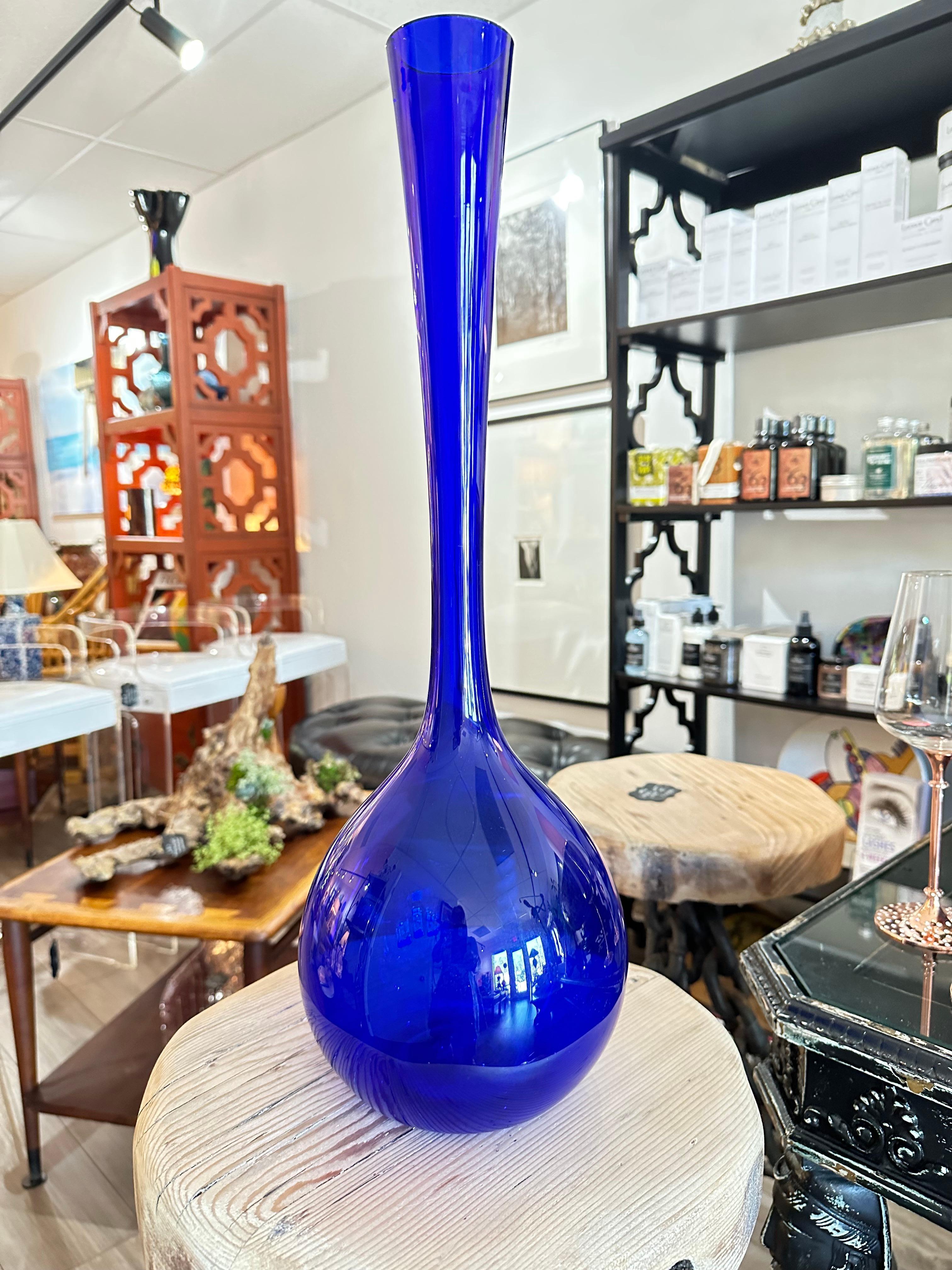 Swedish Colbolt Blue MCM Vase Attributed to Arthur Percy for Gullaskrut