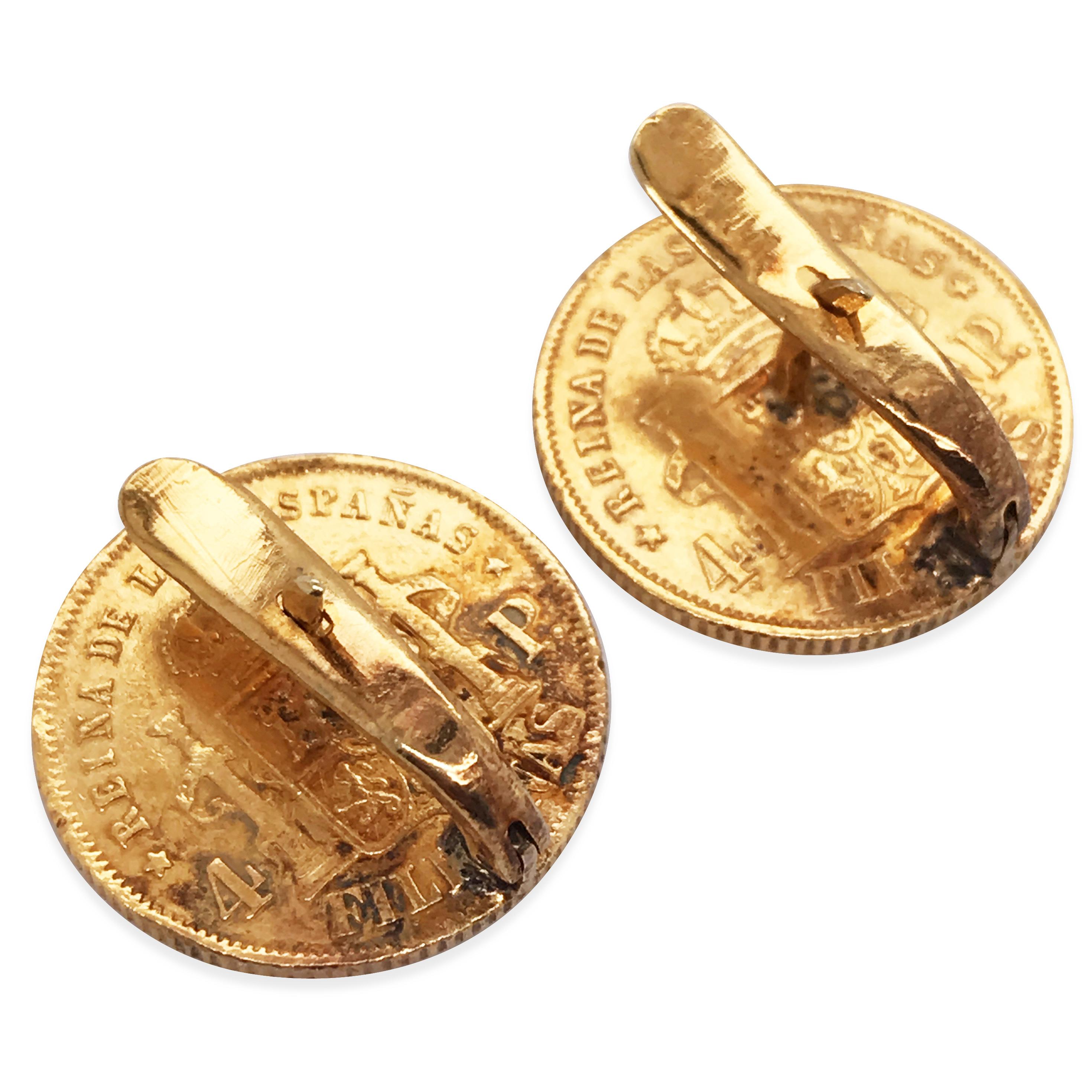 Women's or Men's Cold Coin Earrings and Ring For Sale