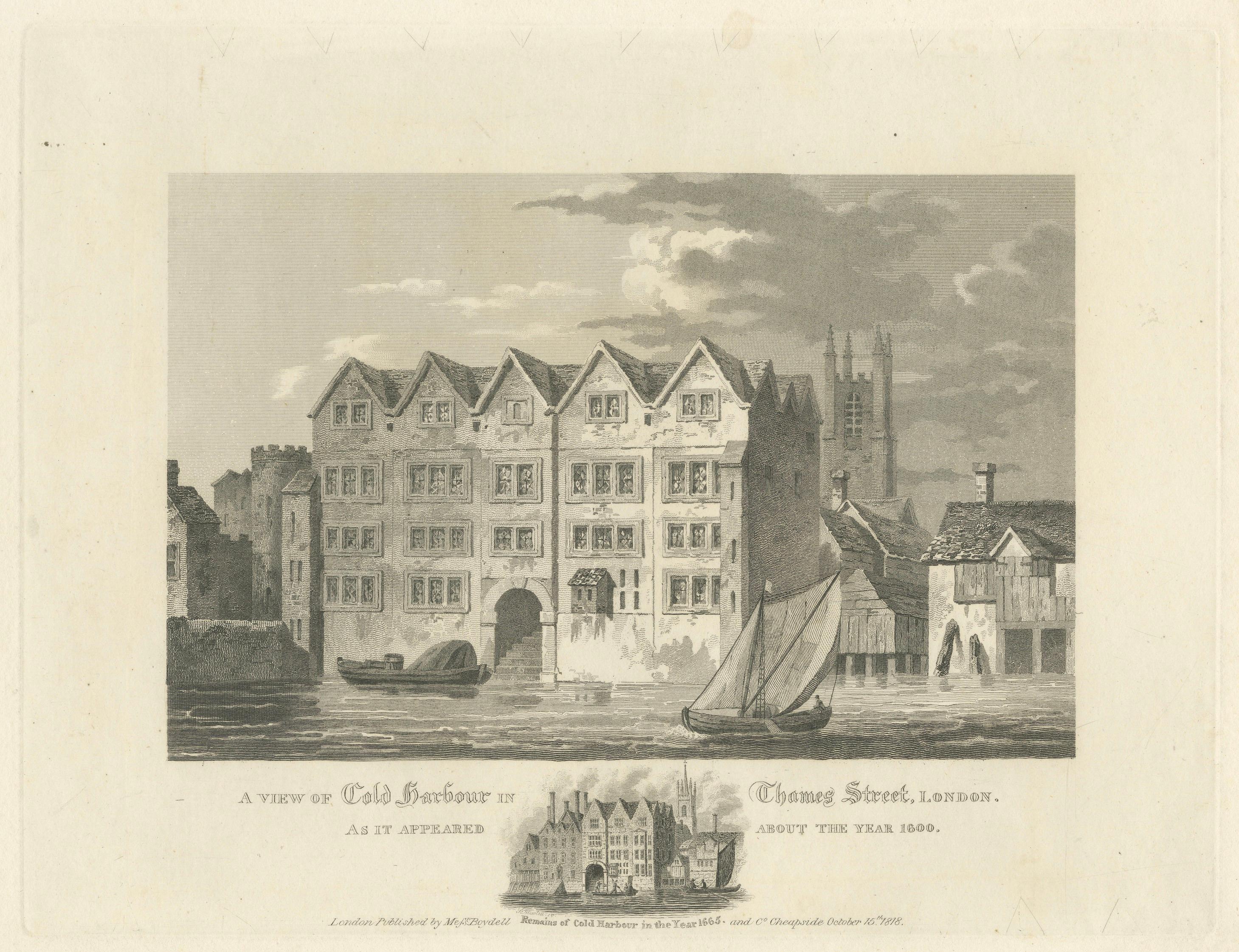 Cold Harbour Thames Street London, Boydell Engraving, 1818
