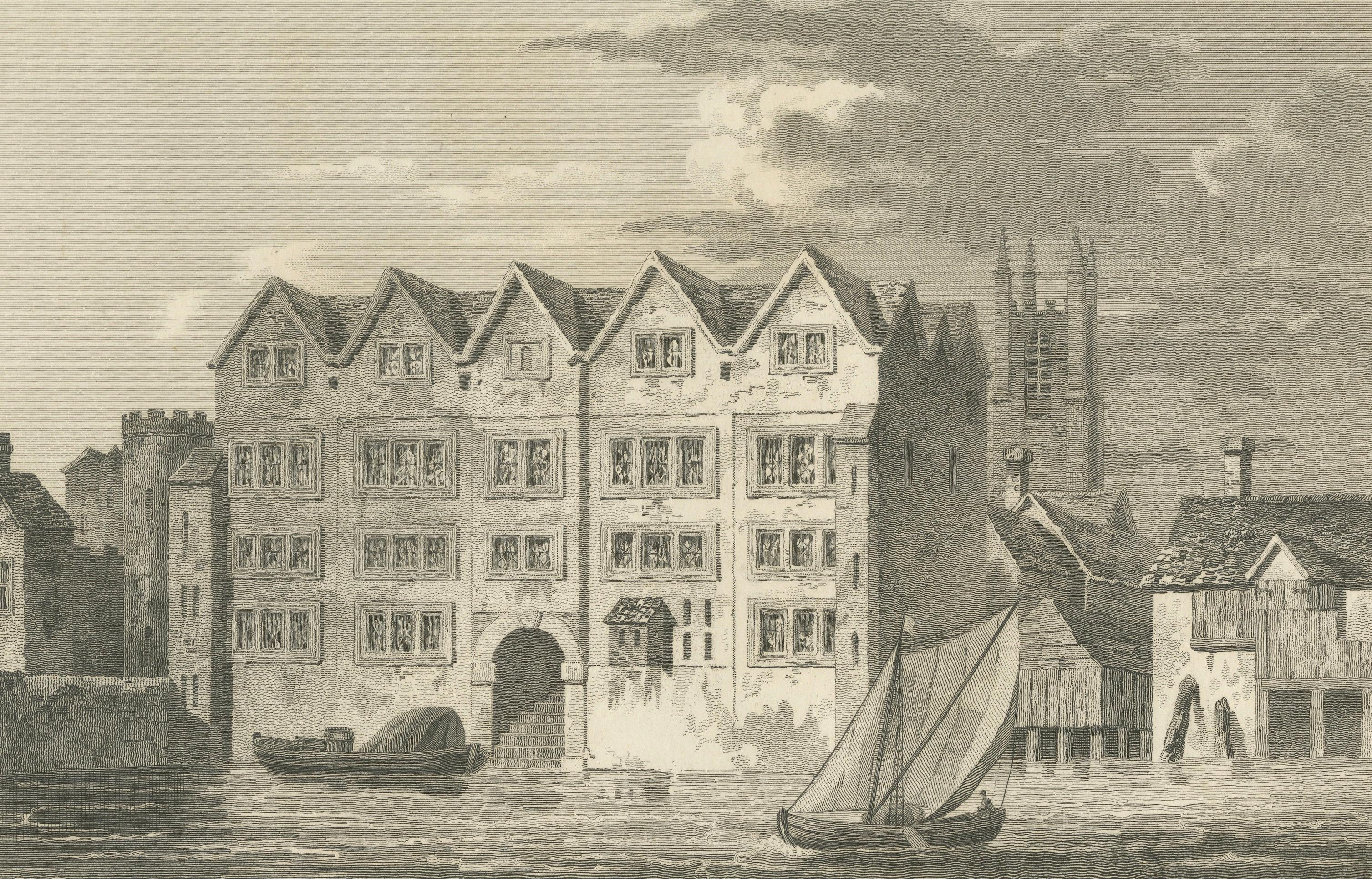 Cold Harbour Thames Street London, Boydell Engraving, 1818