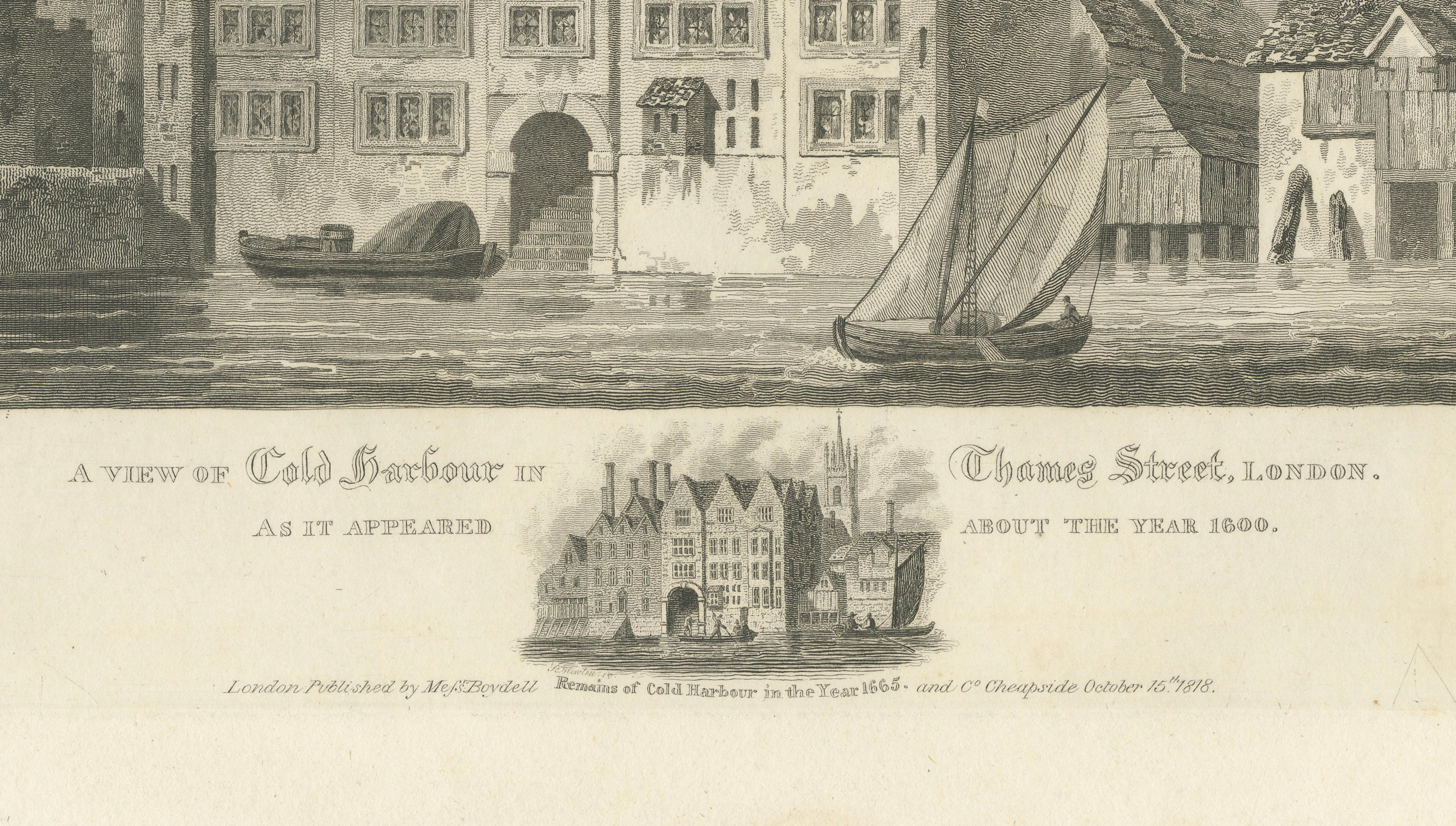 Cold Harbour Thames Street London, Boydell Engraving, 1818