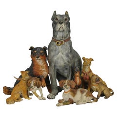 Cold-Painted Austrian Bronze Entitled "Dog Group" by Franz Bergman