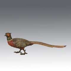 Cold-Painted Austrian Bronze entitled "Pheasant" by Franz Bergman