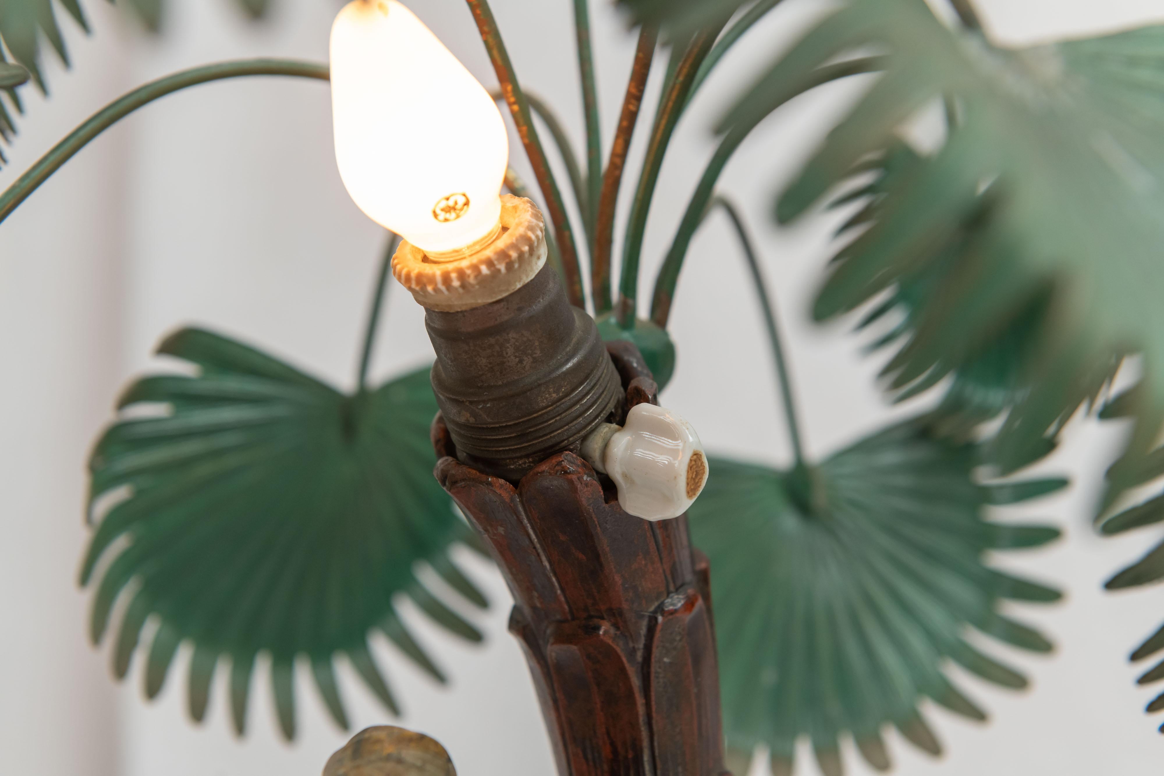 Cold-Painted Cold Painted Austrian Orientalist Lamp, Rider on Camel w/ Palm Tree, ca. 1920