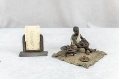 Cold Painted Austrian Orientalist Seated Young Boy Cooking, Bergmann Foundry