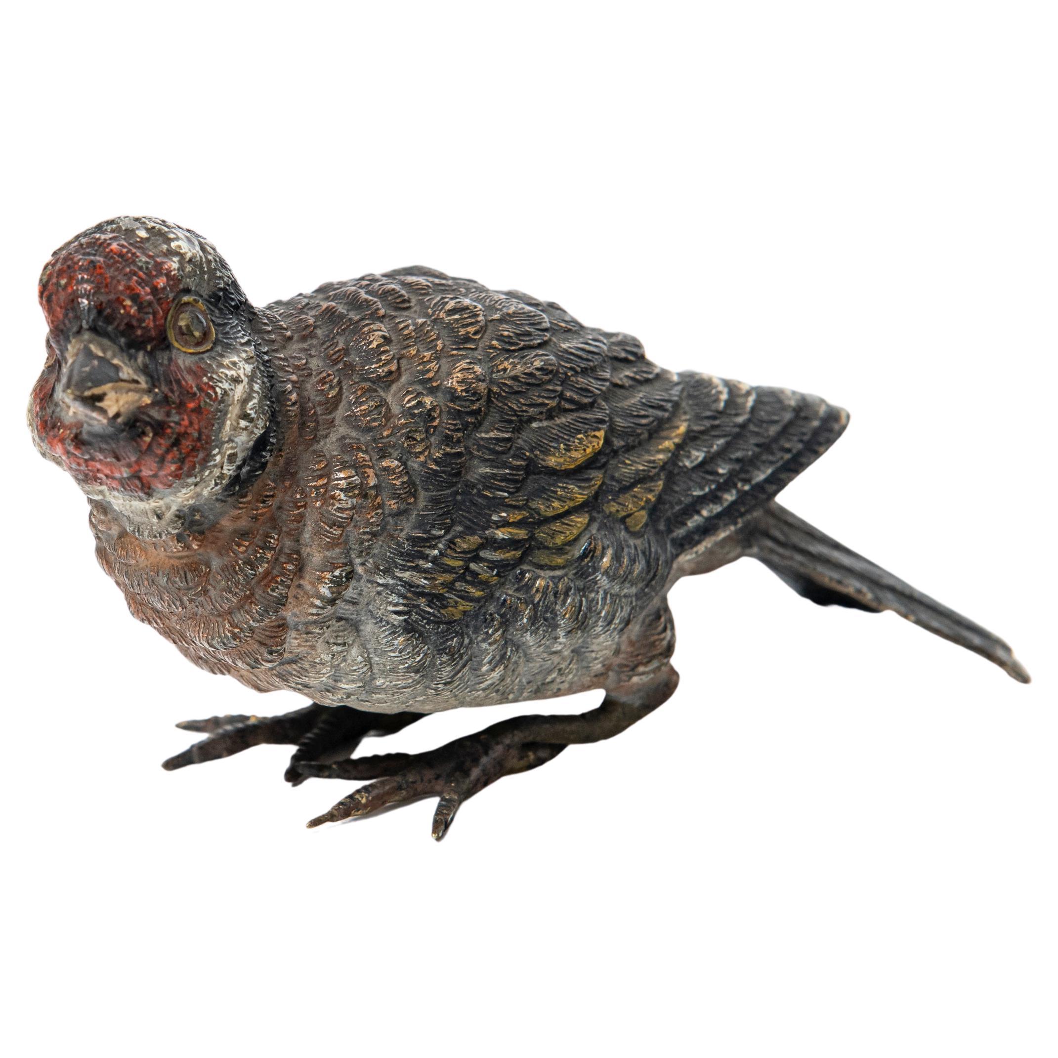 Cold-painted bronze bird sculpture attributed to Franz Bergmann. Austria.